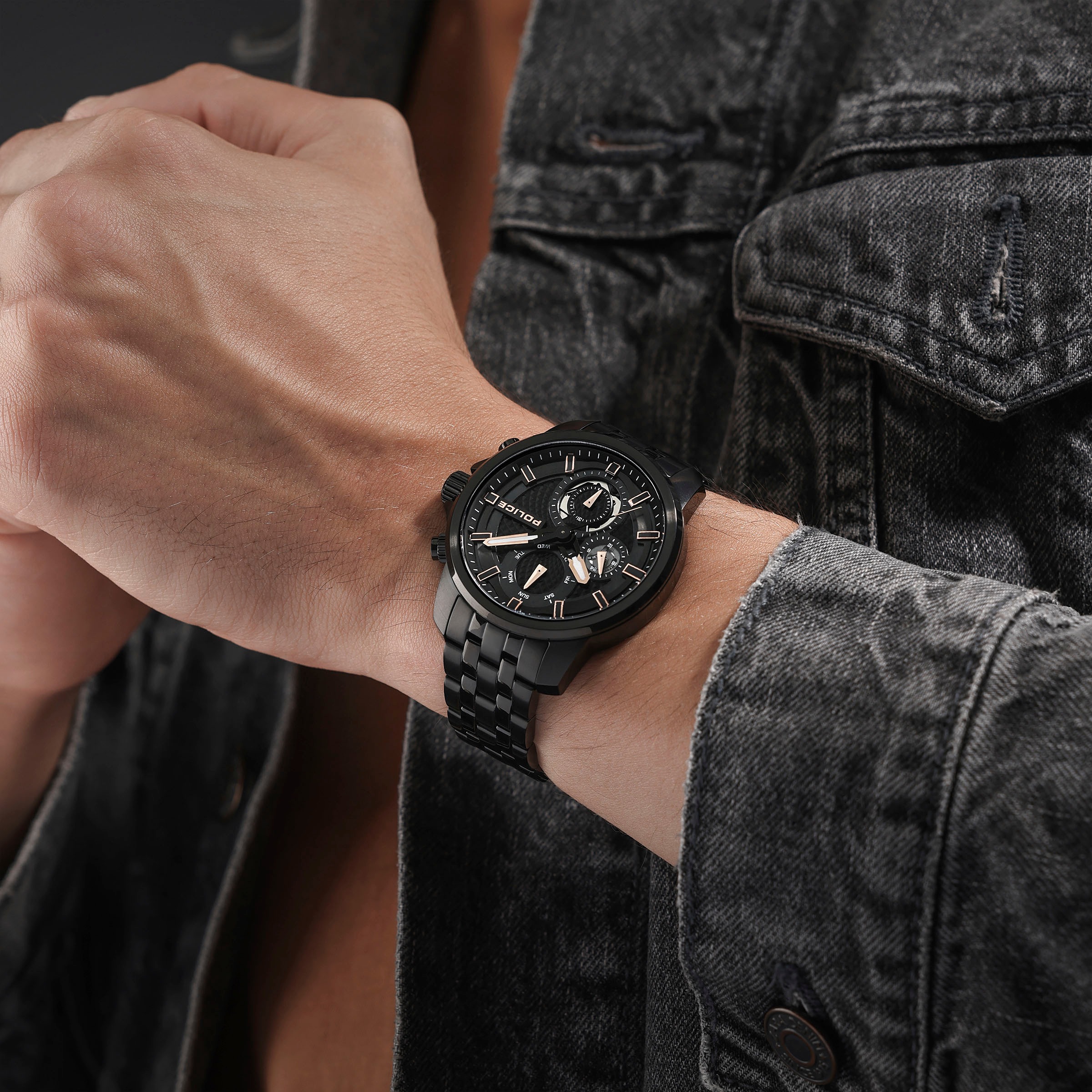 Police Multifunktionsuhr »NEWPORT«, Quarzuhr, Armbanduhr, Herrenuhr, Edelstahlarmband, analog, Wochentag