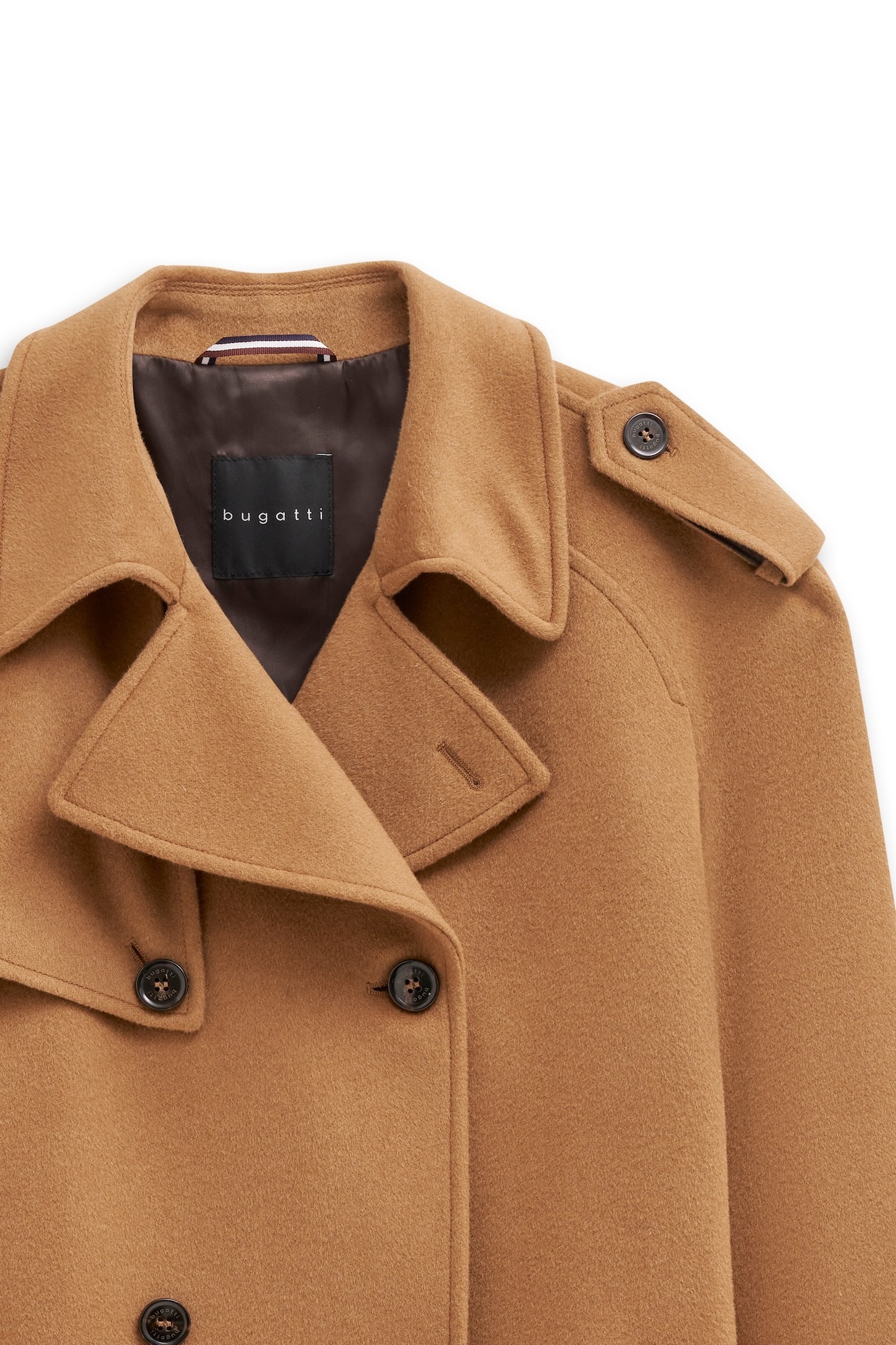 bugatti Trenchcoat »Modern Fit« zweireihig mit Gürtel, Woll-Kaschmir-Mix