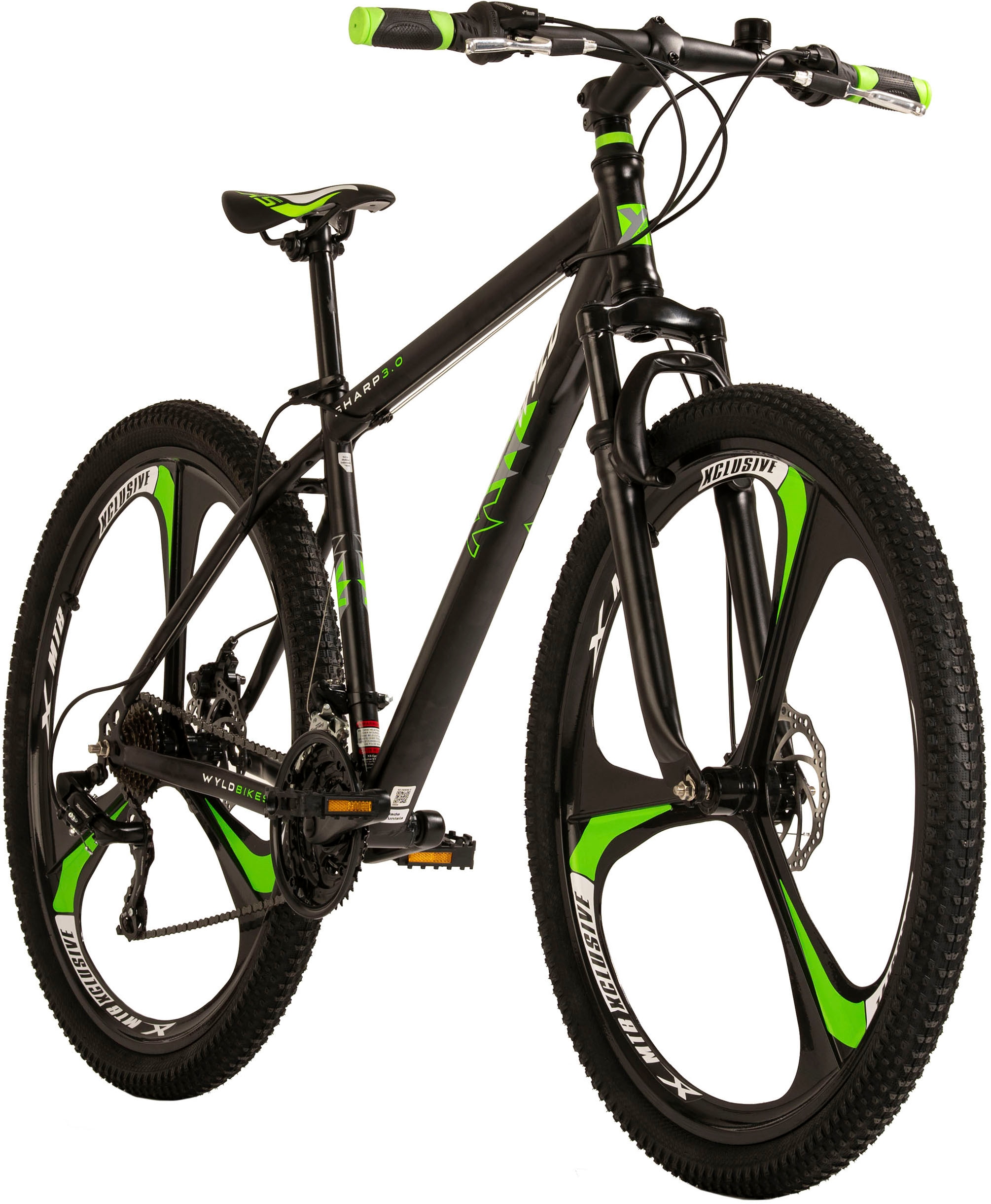 WYLD Mountainbike »Mountainbike Hardtail 29'' Sharp Schwarz-Grün 21 Gänge«, 21 Gang, Kettenschaltung