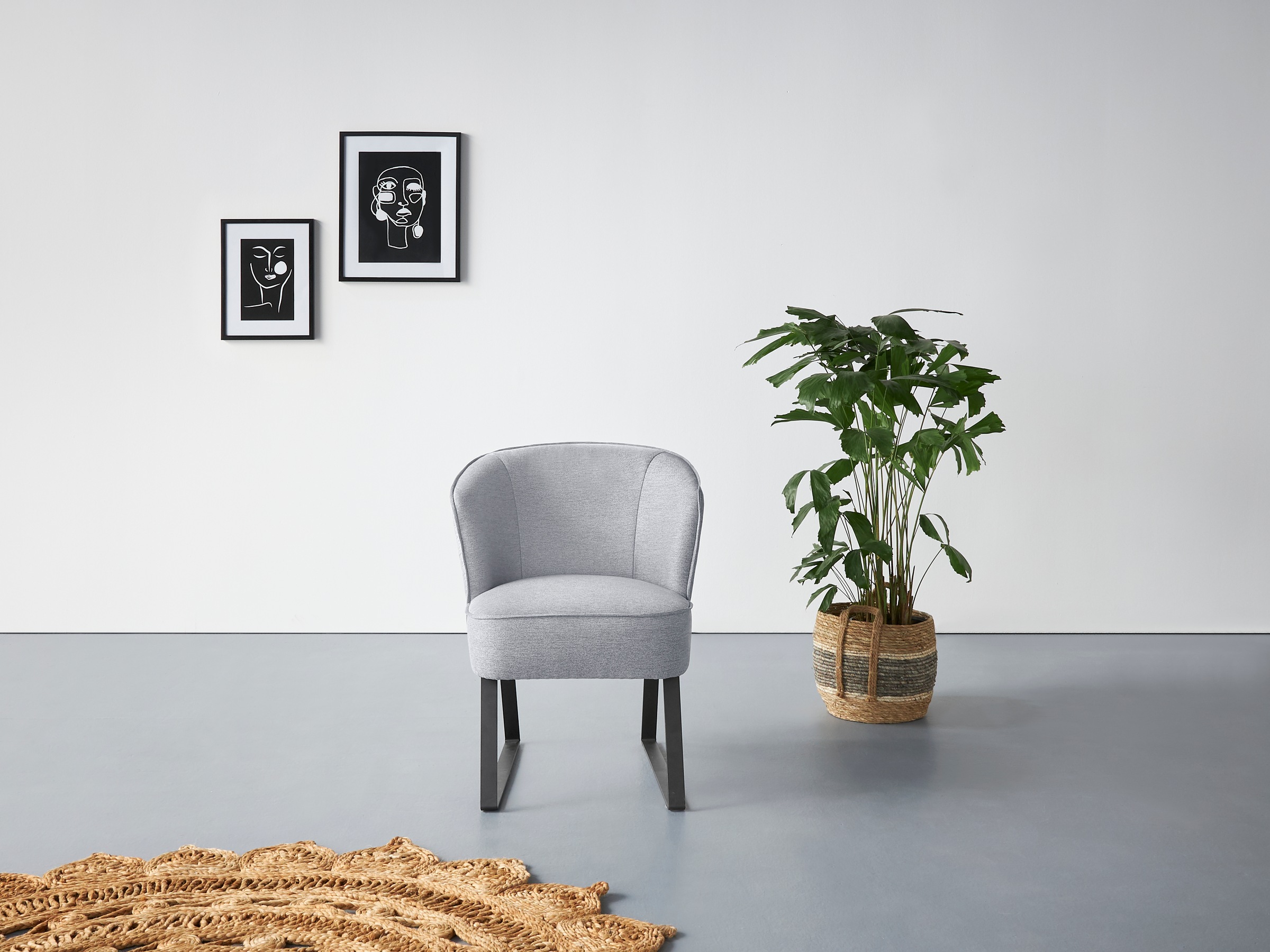 exxpo - sofa fashion Sessel »Americano, Loungesessel«, mit Keder und Metallfüßen, Bezug in verschiedenen Qualitäten, 1 Stck.
