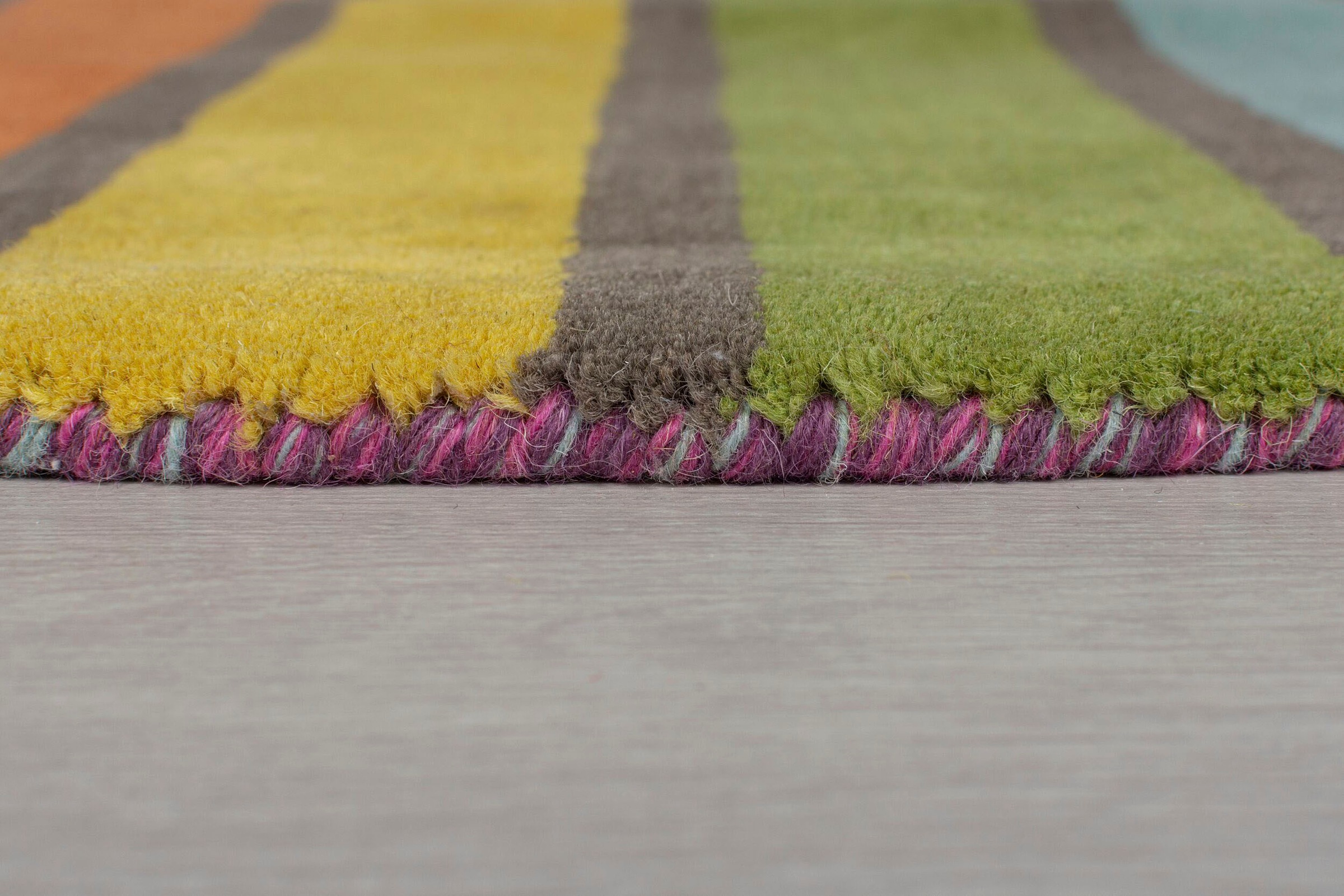 FLAIR RUGS Wollteppich »Candy«, rund, 10 mm Höhe, aus 100% Wolle, Design mit Streifen, mehrfarbig gemustert, bunt