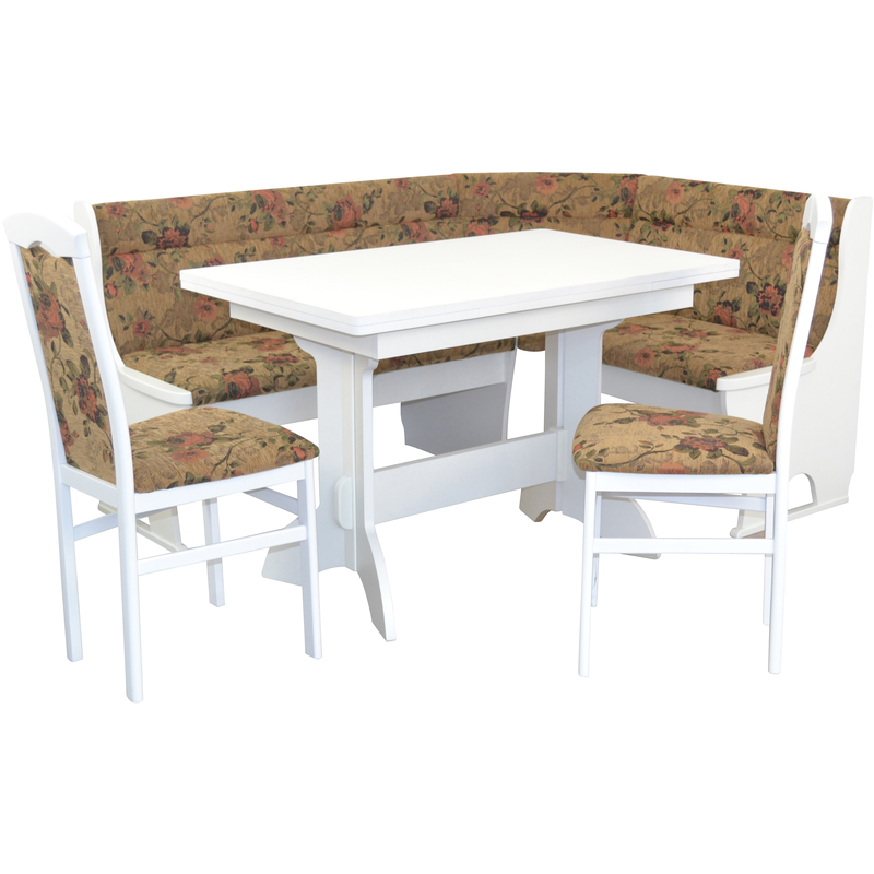 HOFMANN LIVING AND MORE Eckbankgruppe Spar-Set, 4tlg. Set, 4 Stk. tlg. Eckbank mit Stauraum unter den Sitzflächen braun + braun + weiß