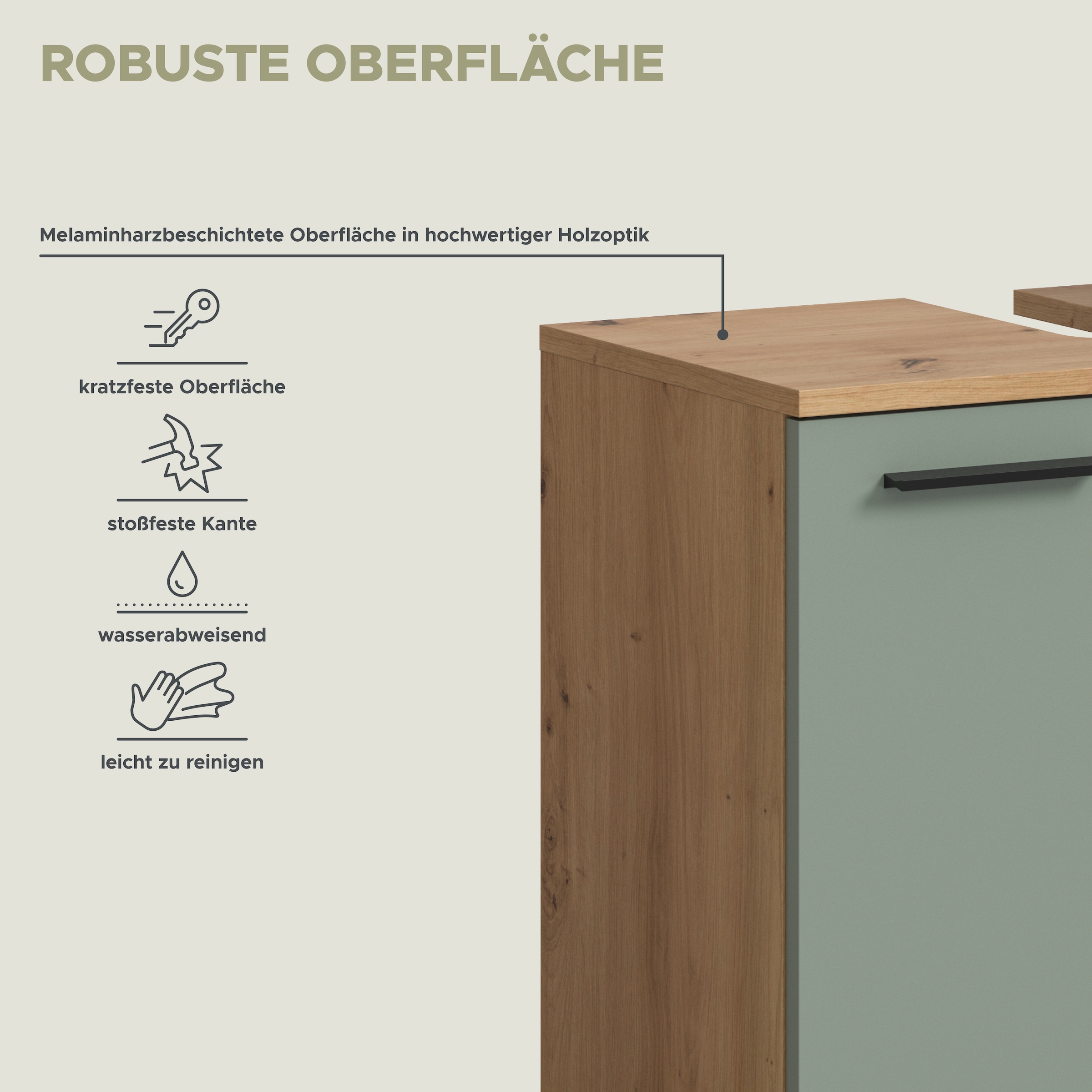 welltime Badmöbel-Set »LUCCA, 2- teilig, Waschbeckenunterschrank, Spiegelschrank« Set, bestehend aus: 1x Waschbeckenunterschrank & 1x Spiegelschrank, 2 Stk. tlg.