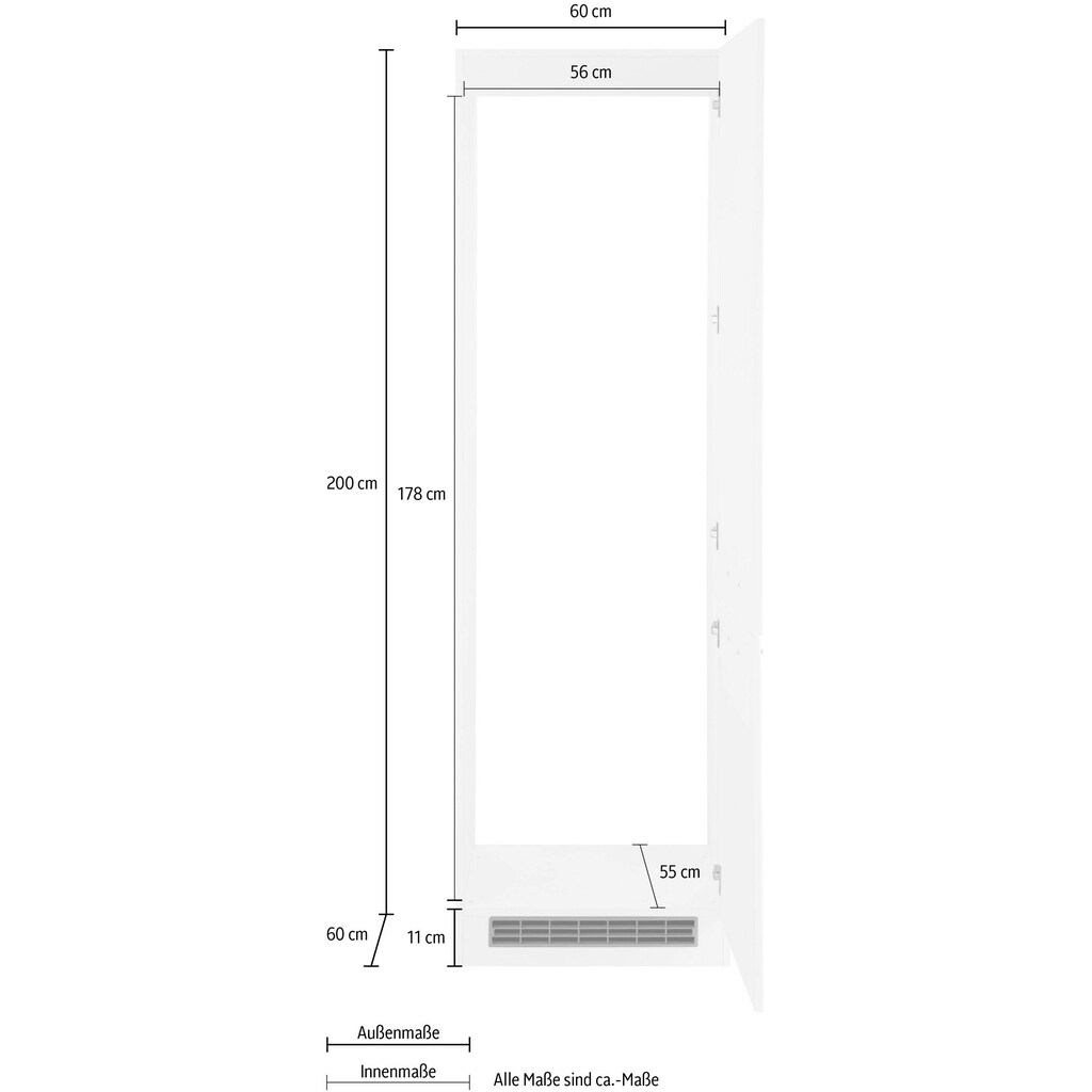 HELD MÖBEL Kühlumbauschrank »Kehl«, für Einbau-Kühl/Gefrierkombination, Nischenhöhe 178cm