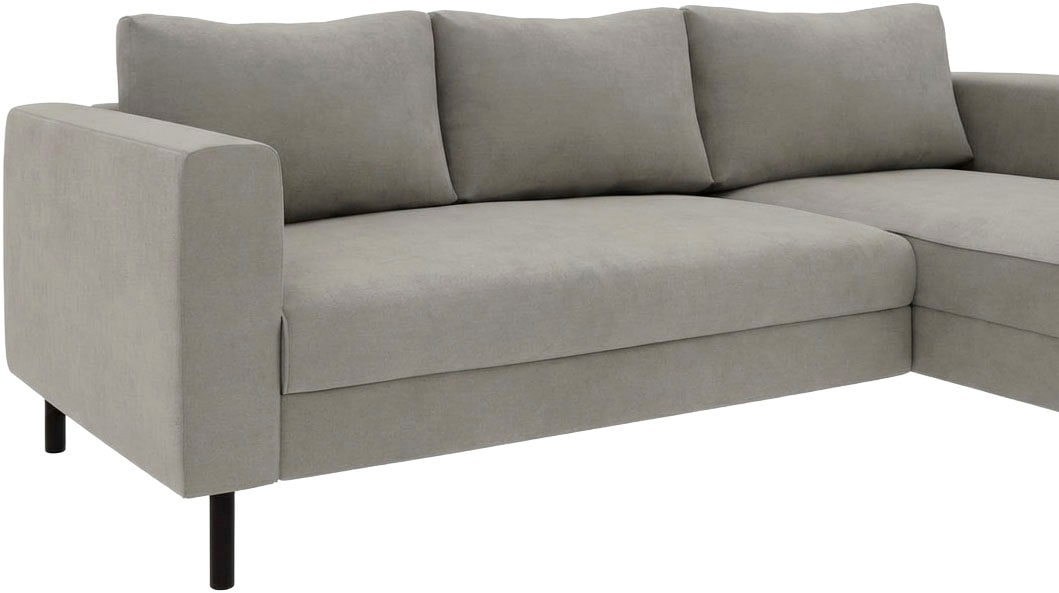 TRENDMANUFAKTUR Ecksofa »Amazing II, wahlw. mit Schlaffunktion & Bettkasten, Fuß schwarz« Recamiere beidseitig montierbar, L-Form,in Cord o. Struktur, B: 232 cm