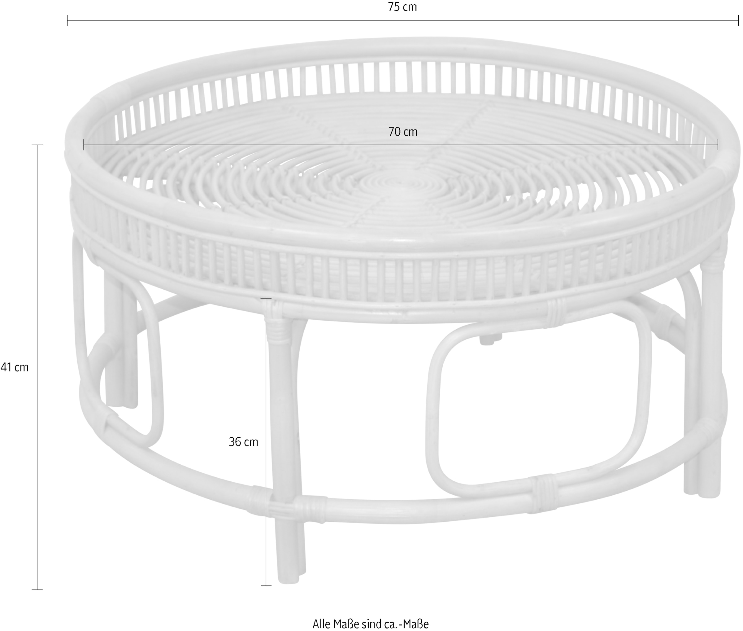 HOFMANN LIVING AND MORE Couchtisch, Rattan-Couchtisch mit oder ohne Glasplatte lieferbar