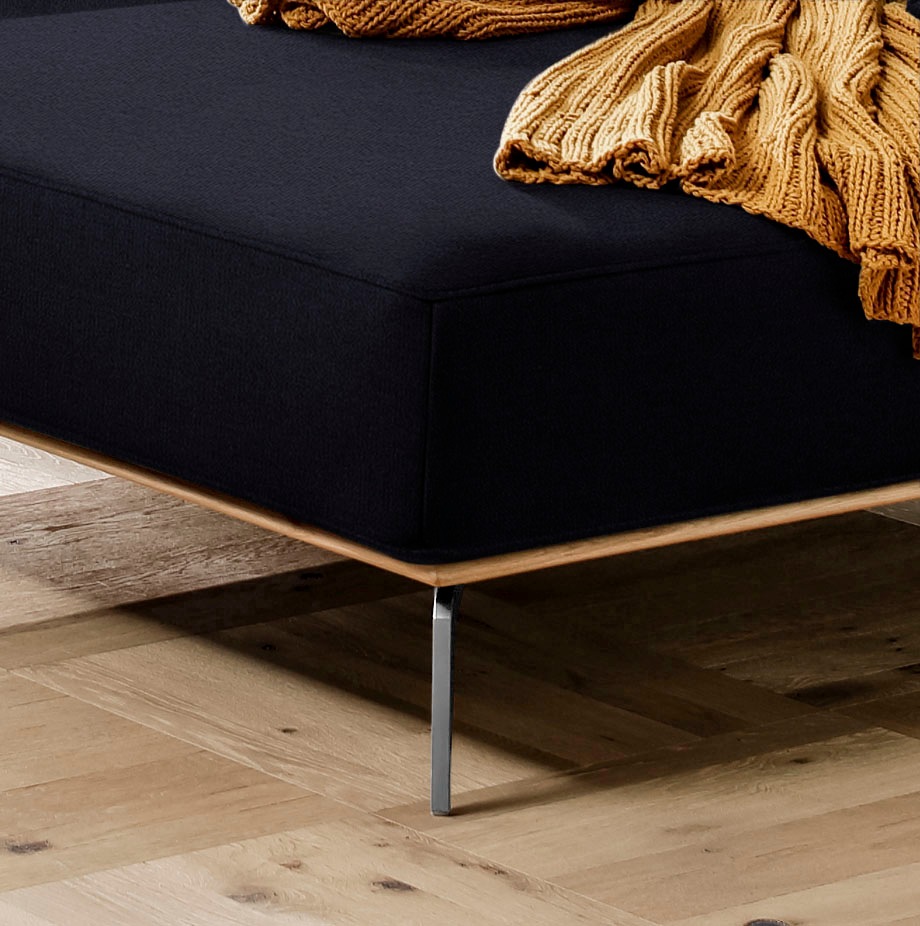 W.SCHILLIG Ecksofa »run, Designsofa, bequem, L-Form«, mit elegantem Holzsockel, Füße in Chrom glänzend, Breite 299 cm