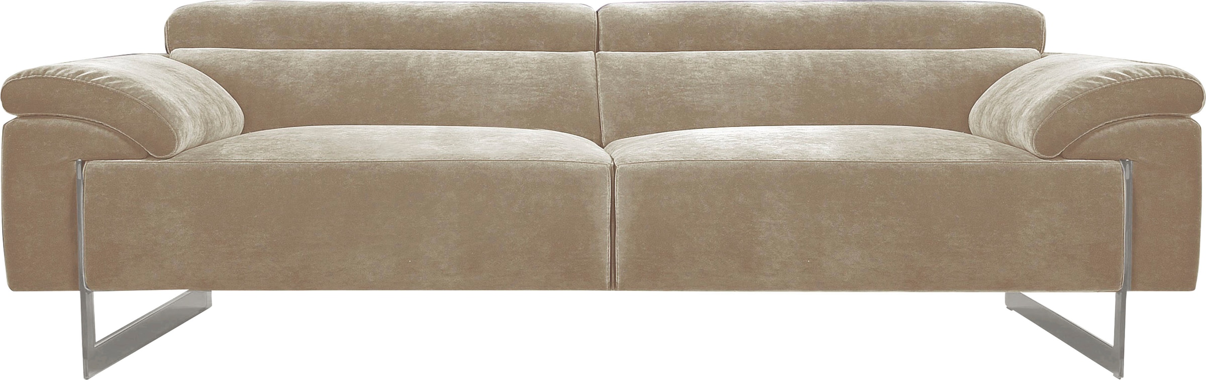 Egoitaliano 2,5-Sitzer »Malika, Designsofa mit hohem Sitzkomfort, edel und bequem« inkl. Kopfteilverstellung und chromfarbenen Metallfüßen