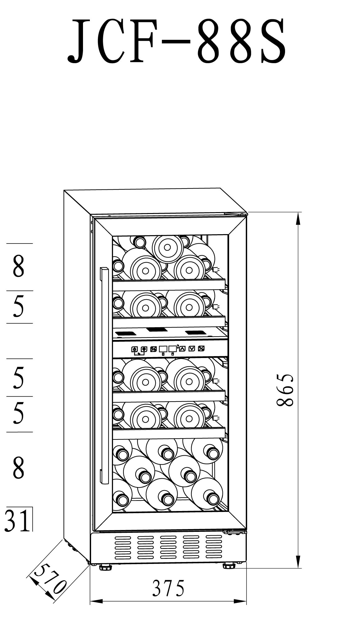 Hanseatic Weinkühlschrank »HWC31GCIA«, für 31 Standardflaschen á 075l, unterbaufähig