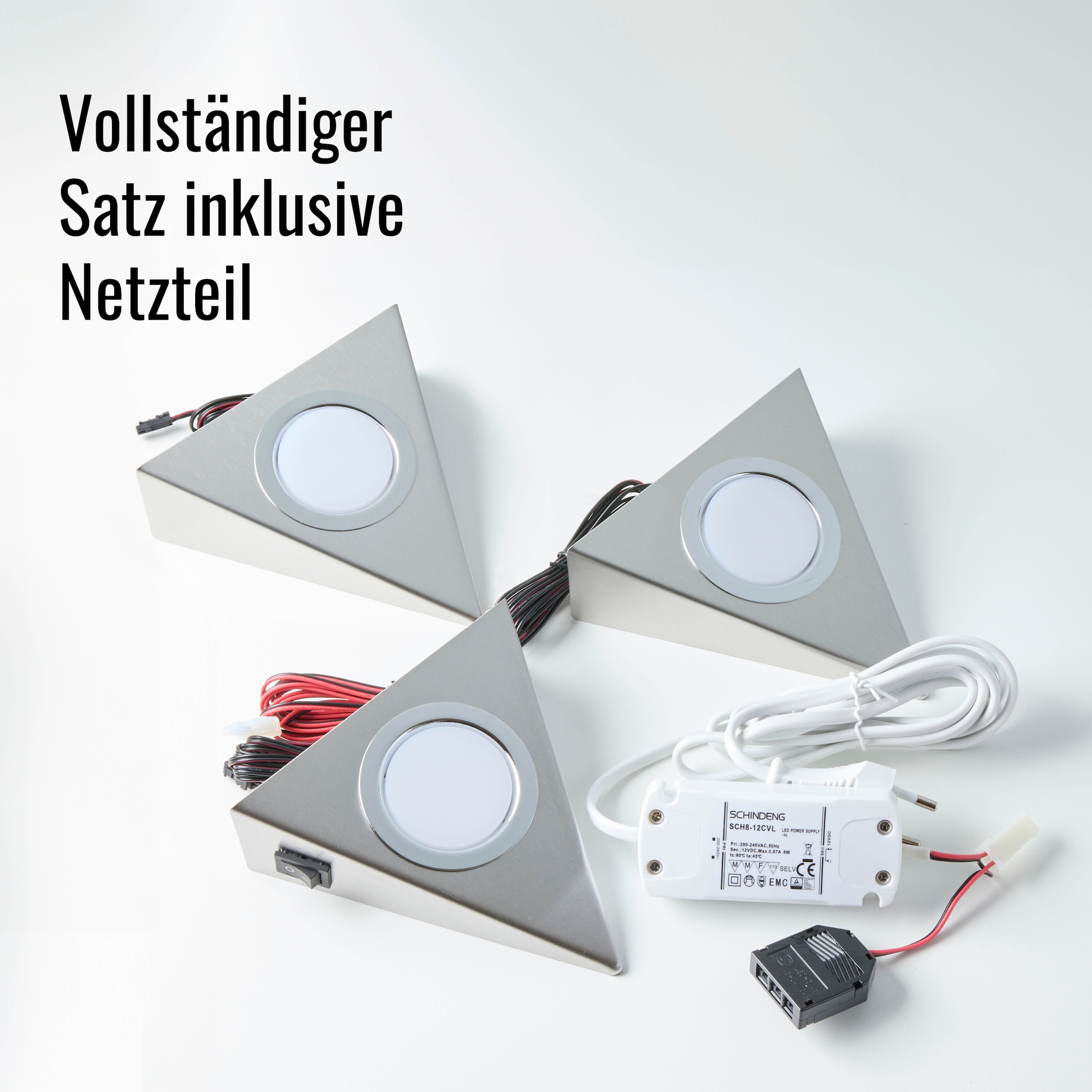 Loevschall LED Unterbauleuchte »Emerald 3-kit, LED Unterbauleuchte, Deckenleuchte für die Küche«, Einbauleuchten Weiß 2W, Dreieckig LED Lampe, Modern Küchenbeleuchtung