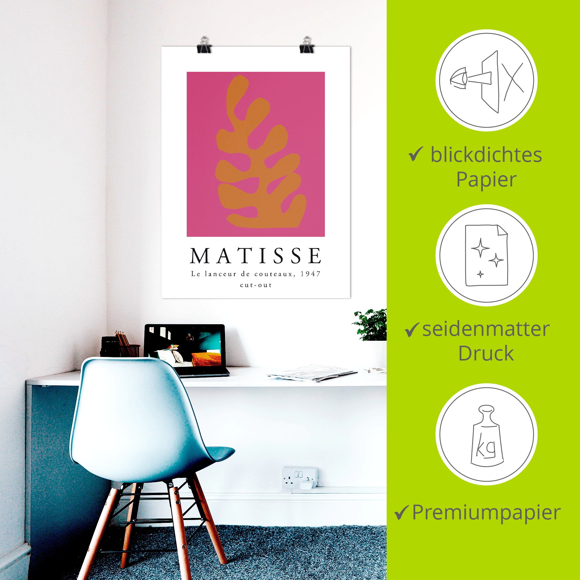 Artland »Matisse der Messerwerfer - orange« Muster 1 Stk. tlg. als Alubild, Leinwandbild, Poster, Wandaufkleber in verschied. Größen