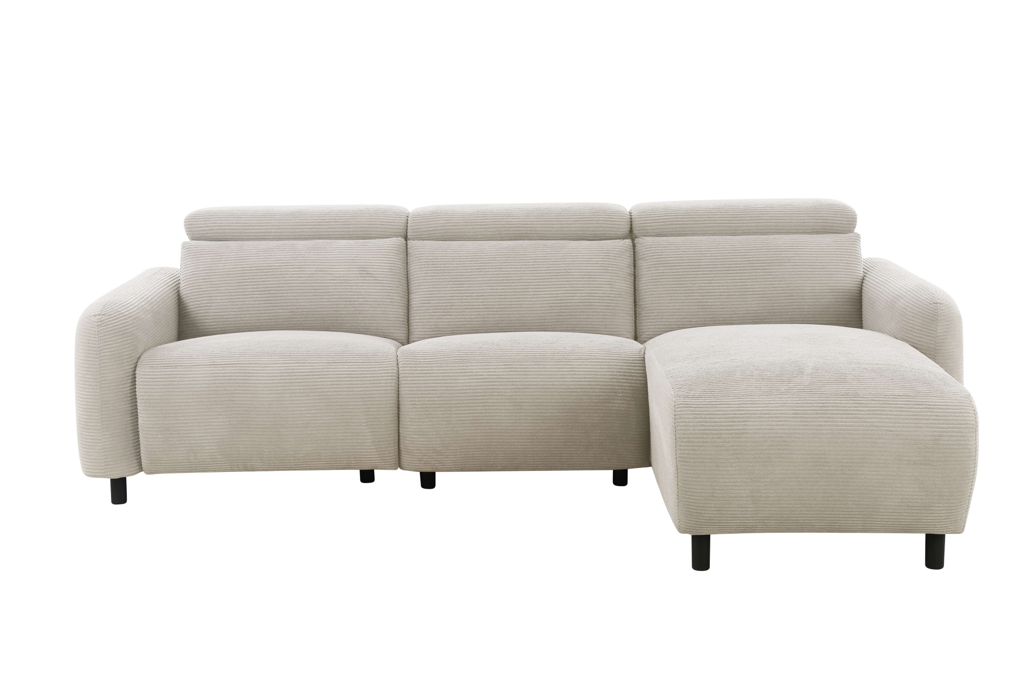 Home affaire Ecksofa »SKAANE in Cord, L-Form, 274 cm, manuelle u. elektrische Funktion,«, rundes Design, Kopfteilverstellung, Federkernpolsterung