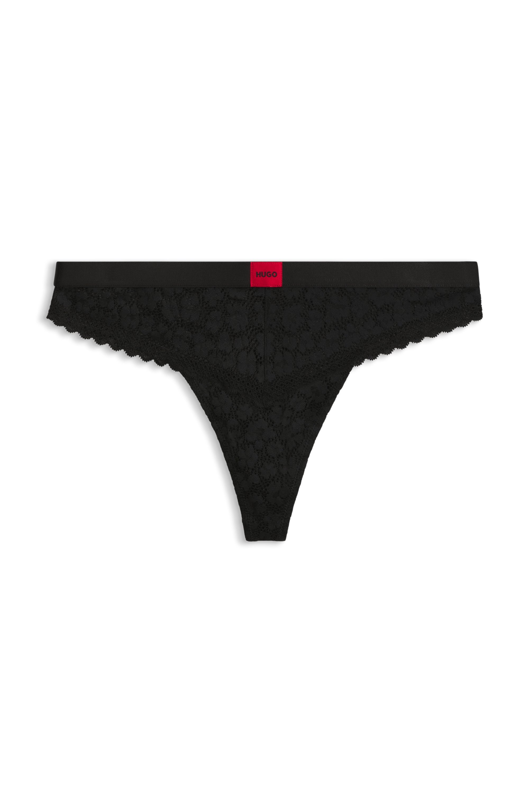 HUGO Underwear String »SAVANA« aus Spitze mit Leopardenmuster und Logo am Bund