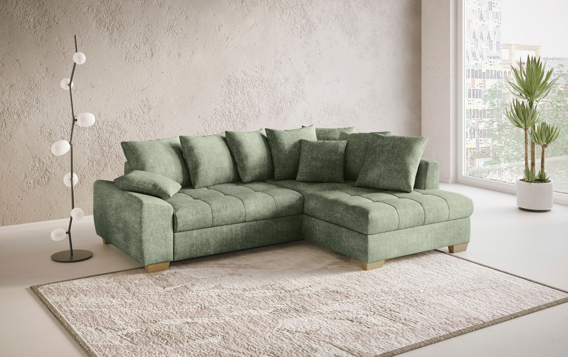 Mr. Couch Ecksofa »Nikita II, L-Form, bis 140kg pro Sitzplatz belastbar«, mit Kaltschaumpolsterung, wahlweise mit Bett und Bettkasten