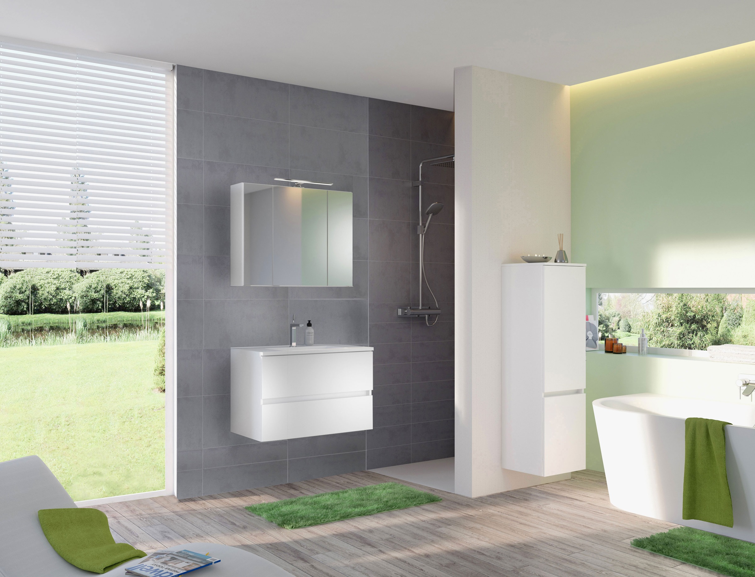 welltime Badmöbel-Set »Welltime Möbel Baabe Waschtisch-Set 3tlg. oder 5tlg. günstig online kaufen