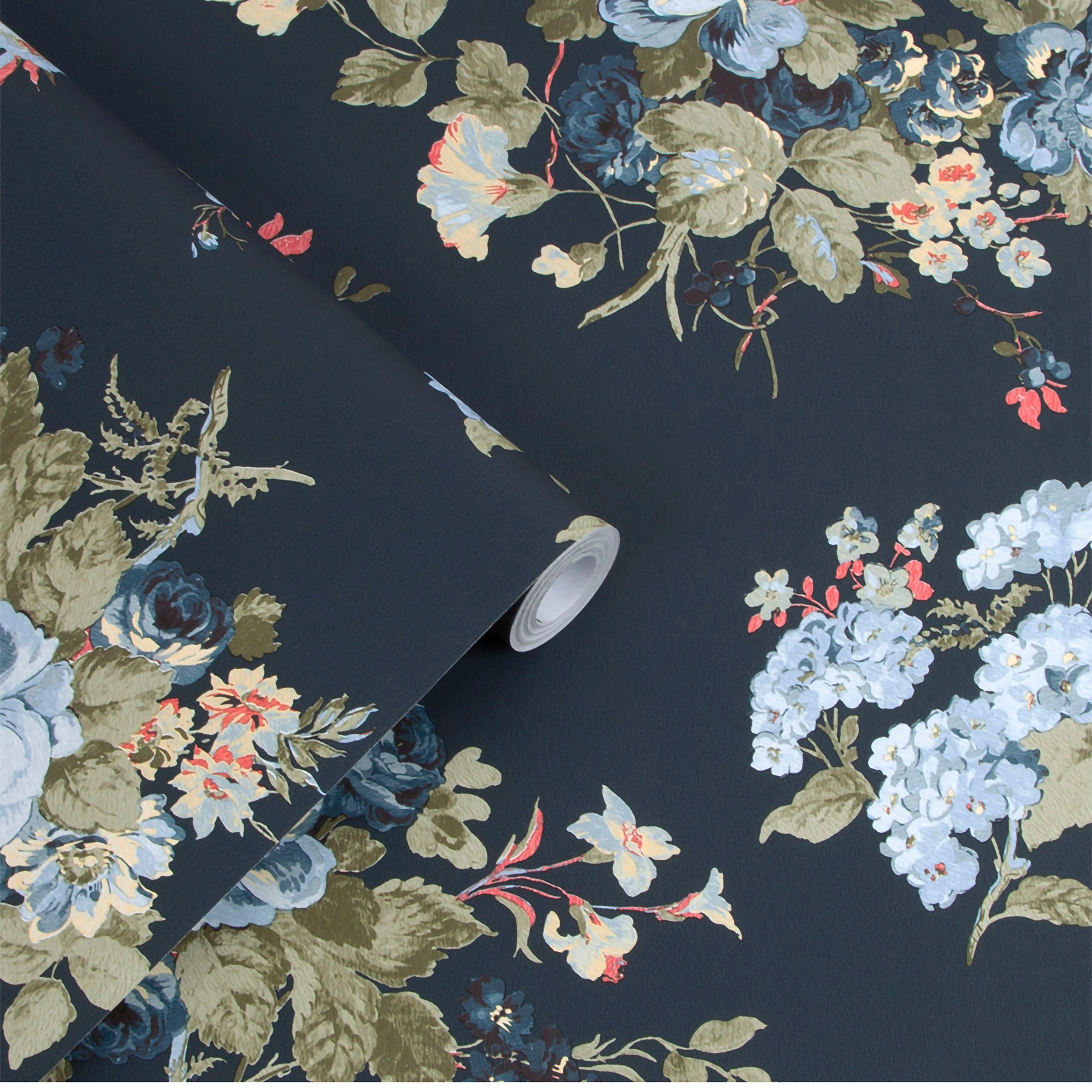 LAURA ASHLEY Vliestapete »Laura Ashley Rosemore Midnight Seaspray Vliestapete«, geblümt, Laura Ashley Rosemore Midnight Seaspray Vliestapete