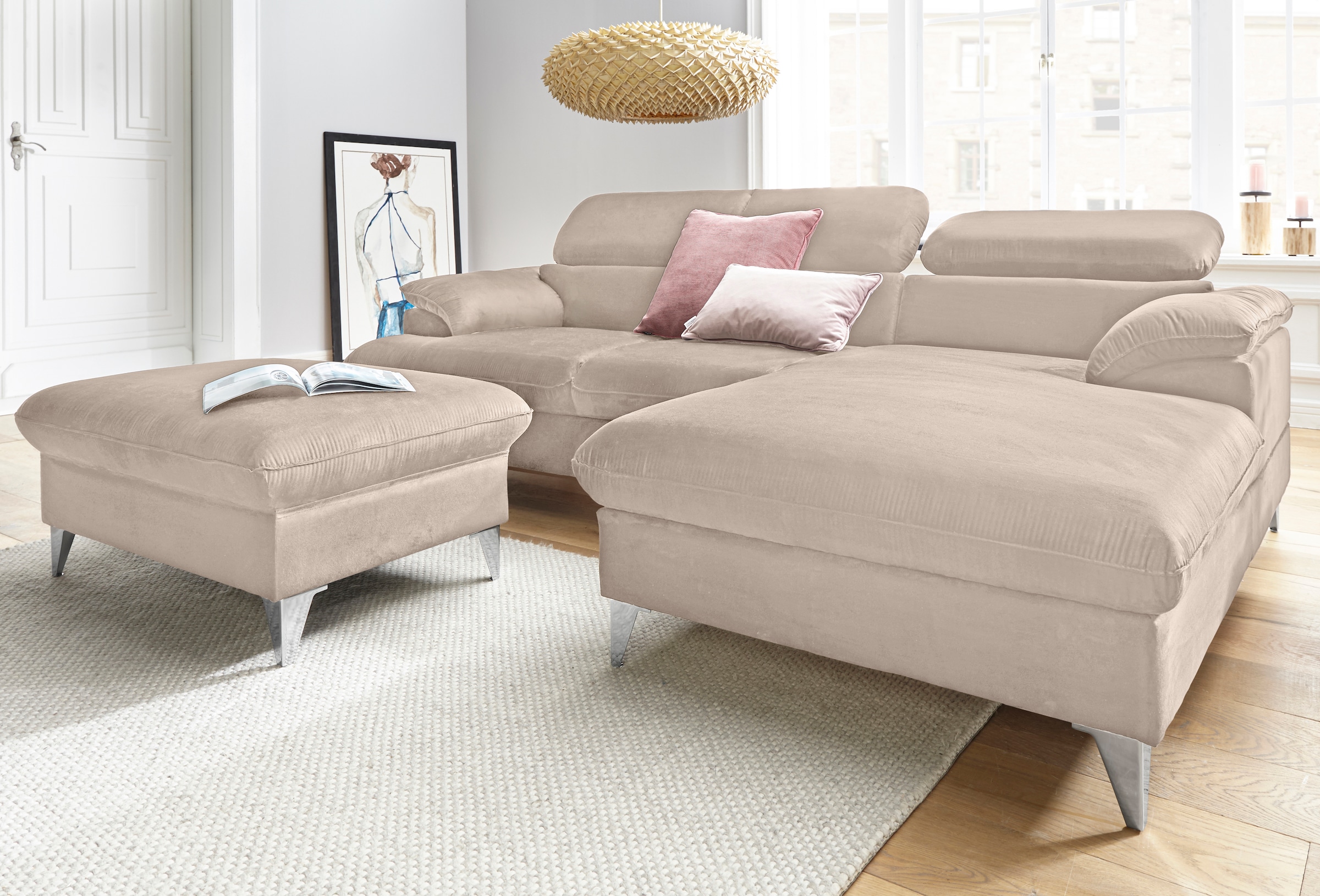 COTTA Ecksofa »Caluso L-Form«, mit Kopfteilverstellung, wahlweise mit Bettfunktion & Bettkasten