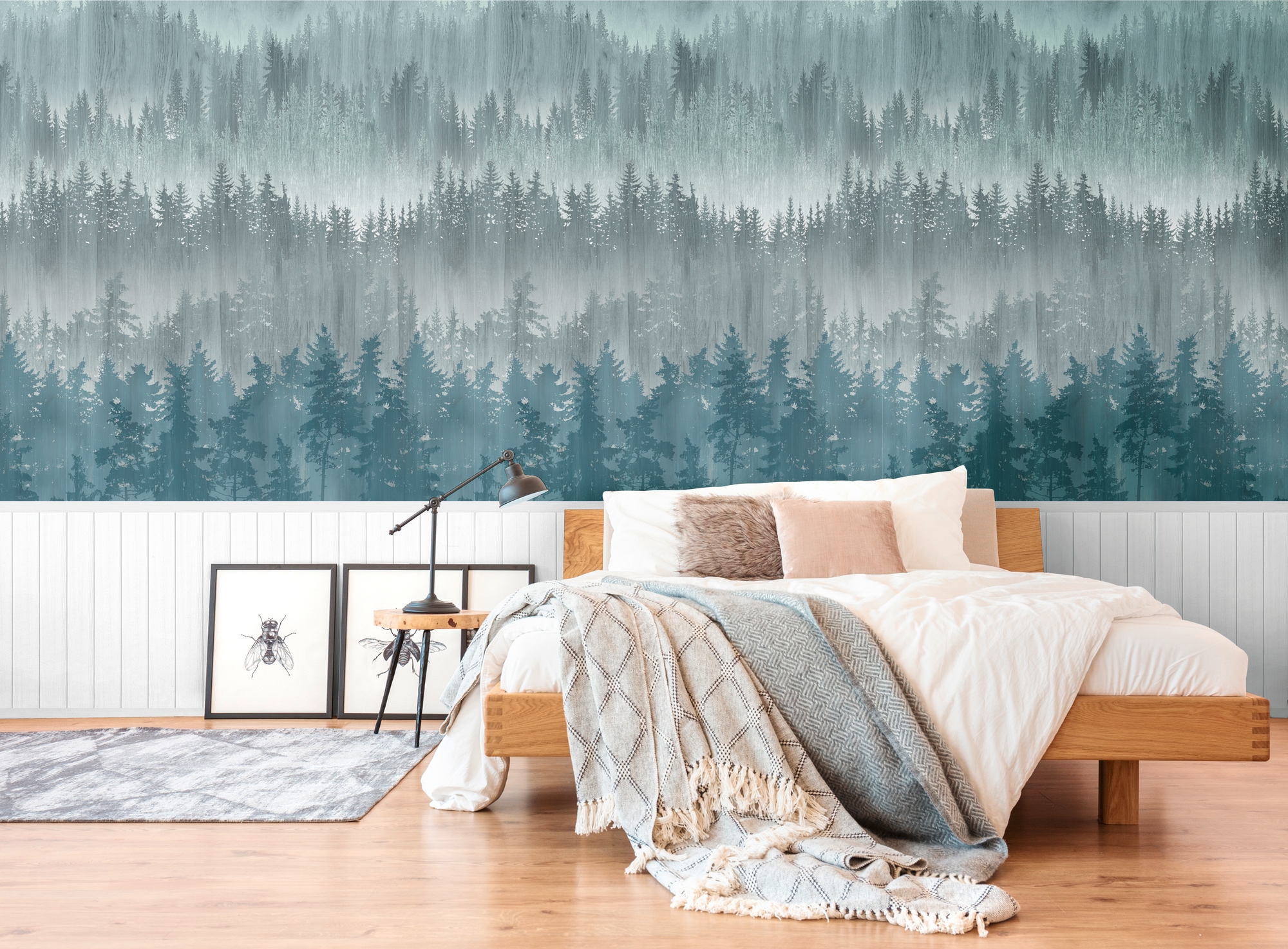 living walls Fototapete »Wallpanel Tapete Wandpaneele Motivtapete Wald Landhaus«, matt, Vliestapete Holz-Optik für Schlafzimmer Küche Wohnzimmer Wandpaneele