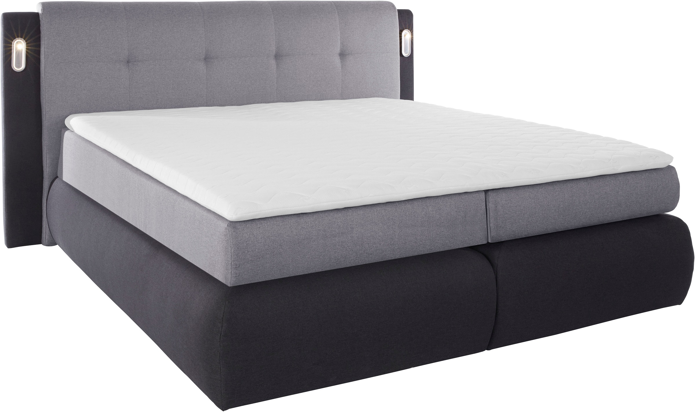 COLLECTION AB Boxspringbett »Borna«, inklusive Bettkasten, LED-Beleuchtung und Topper