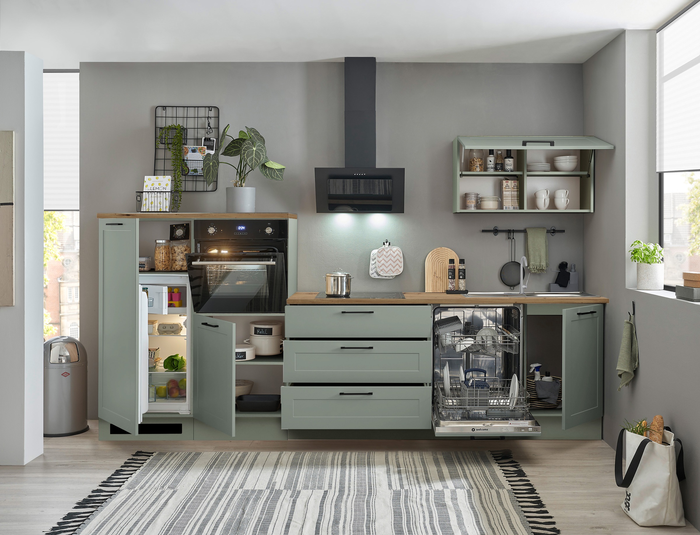 BASIC by Balculina Küchenzeile »Marsi«, Breite 320 cm, höhenverstellbare Fü günstig online kaufen