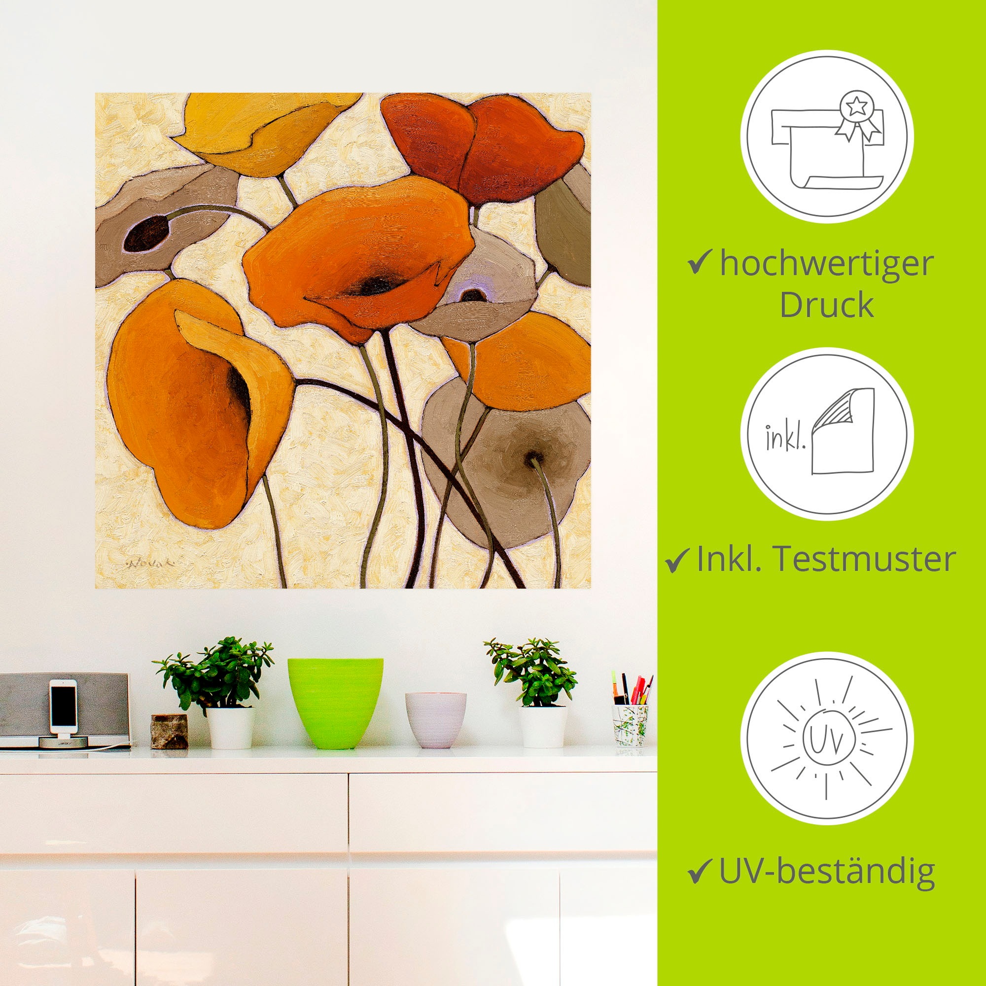 Artland Wandbild »Kürbismohn III«, Blumen, (1 St.), als Leinwandbild, Wandaufkleber in verschied. Größen