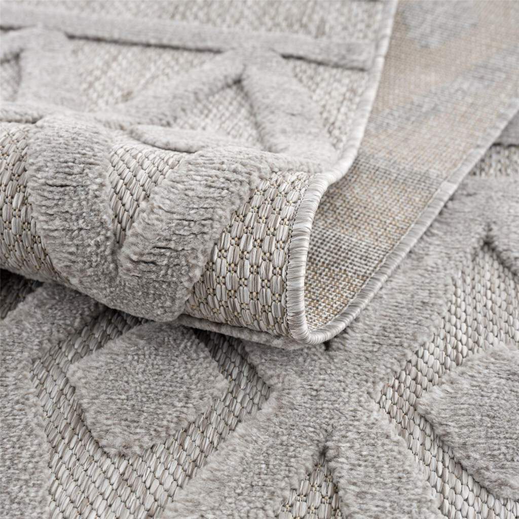Carpet City Teppich »In-& Outdoorteppich Santorini 58538, 3D-Effekt, Raute-Optik«, rechteckig, 5 mm Höhe, Wetterfest & UV-beständig für Terrasse, Balkon, Küche, Flur