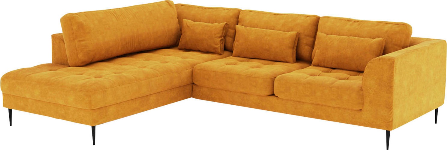 TRENDMANUFAKTUR Ecksofa »Luzi, wahlweise mit Schlaffunktion und Bettkasten, gemütlich, L-Form«, Designsofa mit Ottomane, Metallfüße schwarz, Breite 264 cm