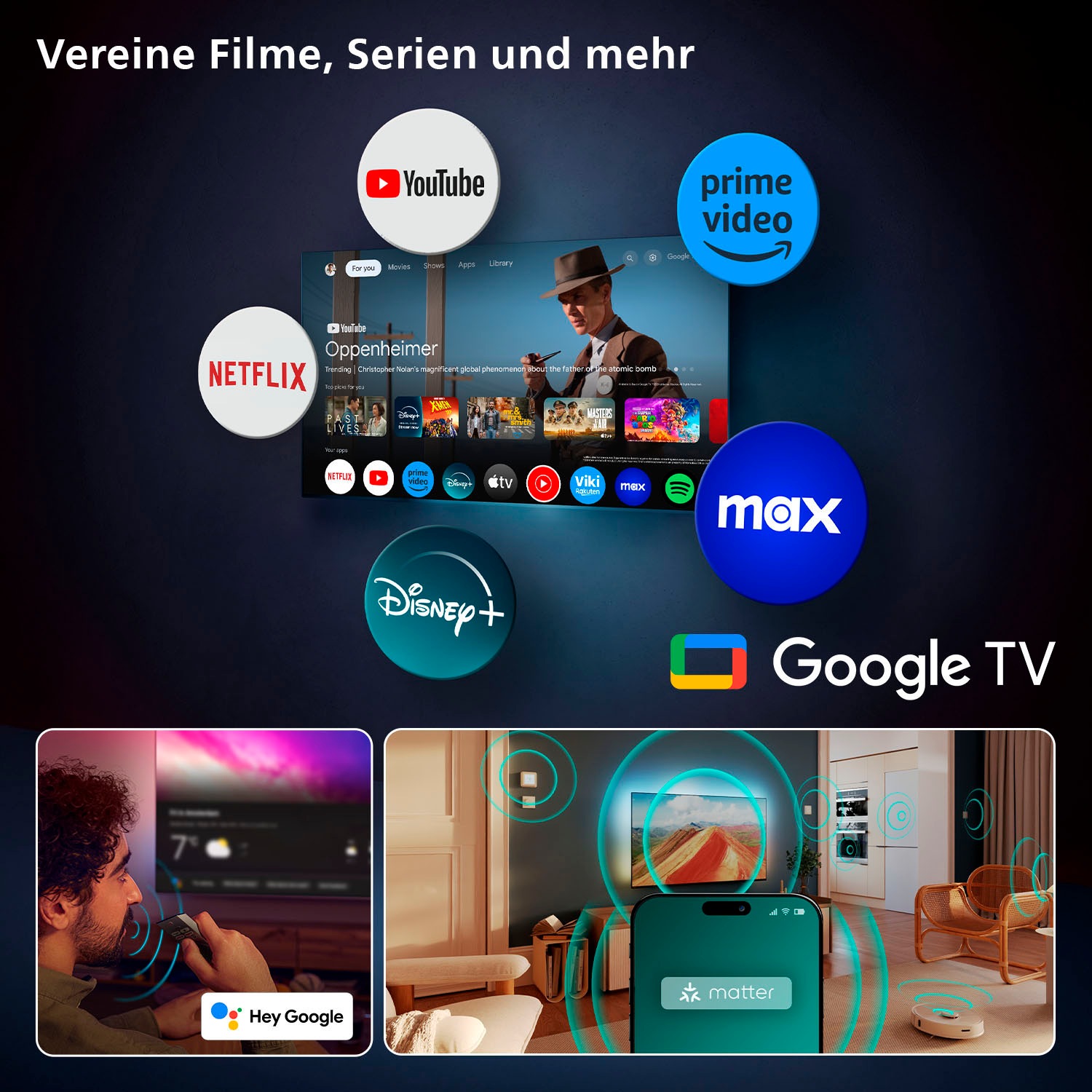 Philips OLED-Fernseher »55OLED910/12«, 4K Ultra HD, Google TV-Smart-TV