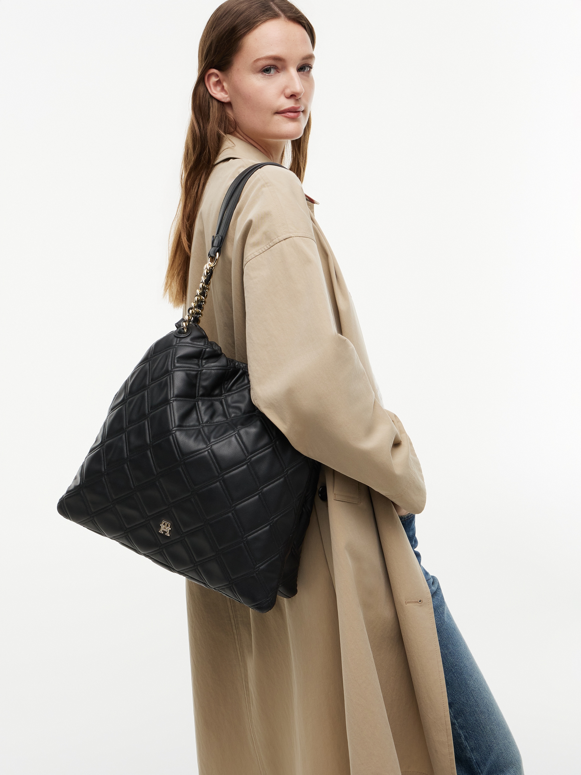 Tommy Hilfiger Tragetasche »TH FEMININE TOTE« Damen Umhängetasche, Schultertasche, Handtasche mit Ziersteppung
