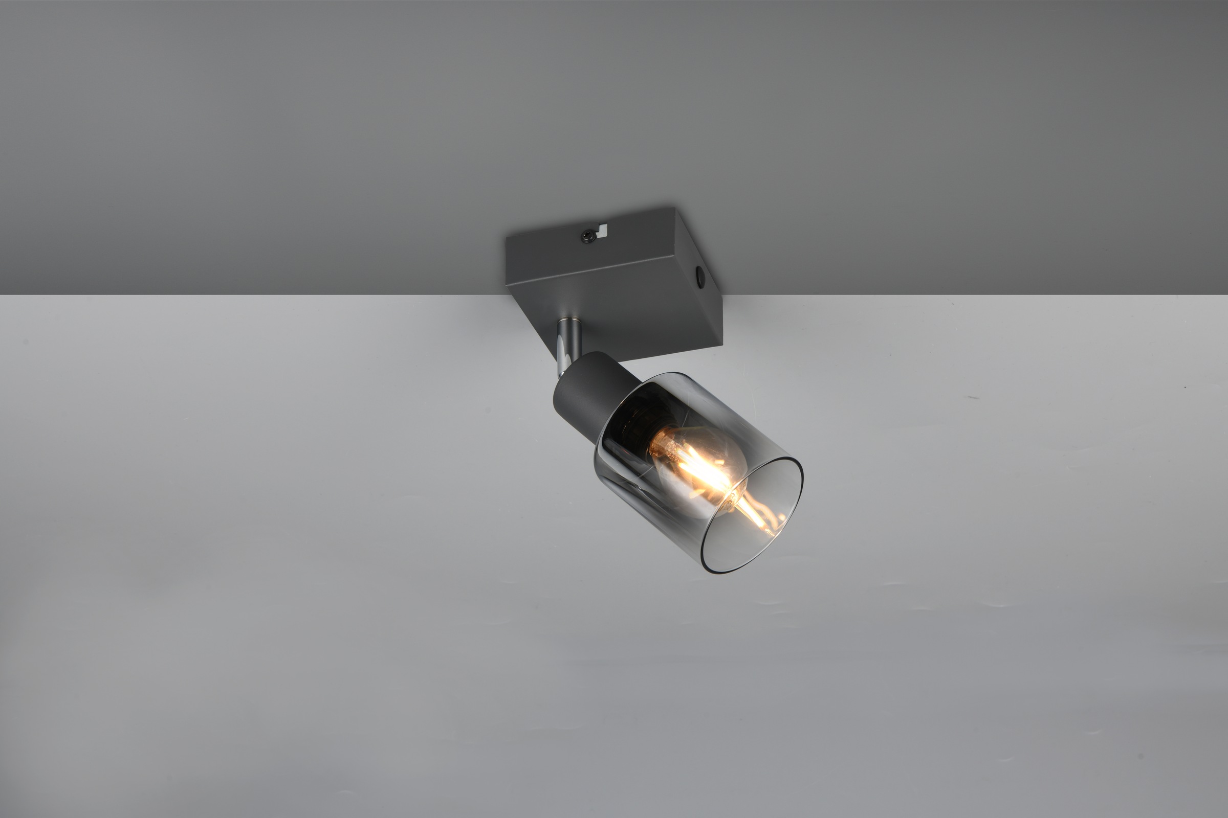 REALITY Leuchten Deckenstrahler »CADIZ, Spot 1-flammig, exkl 1xE14 max 10W, Glas anthrazit, verspiegelt«, 1 flammig, Leuchtmittel E14 | Leuchtmittel wechselbar, verstellbarer Spot als Wandstrahler oder Deckenstrahler mit Glasschirm