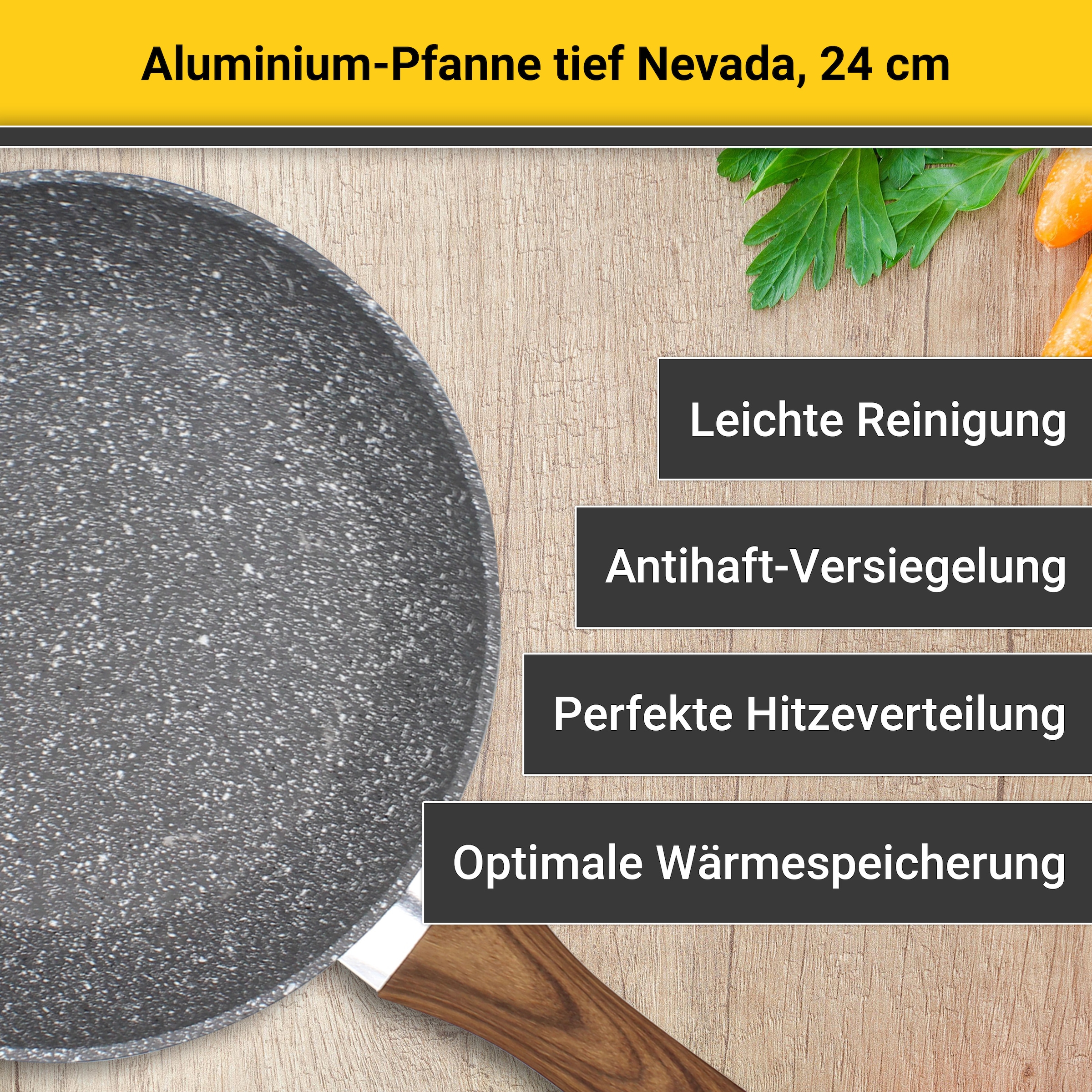 Krüger Bratpfanne »Nevada«, Aluminium, (1 tlg.), tief, für Induktions-Kochfelder geeignet