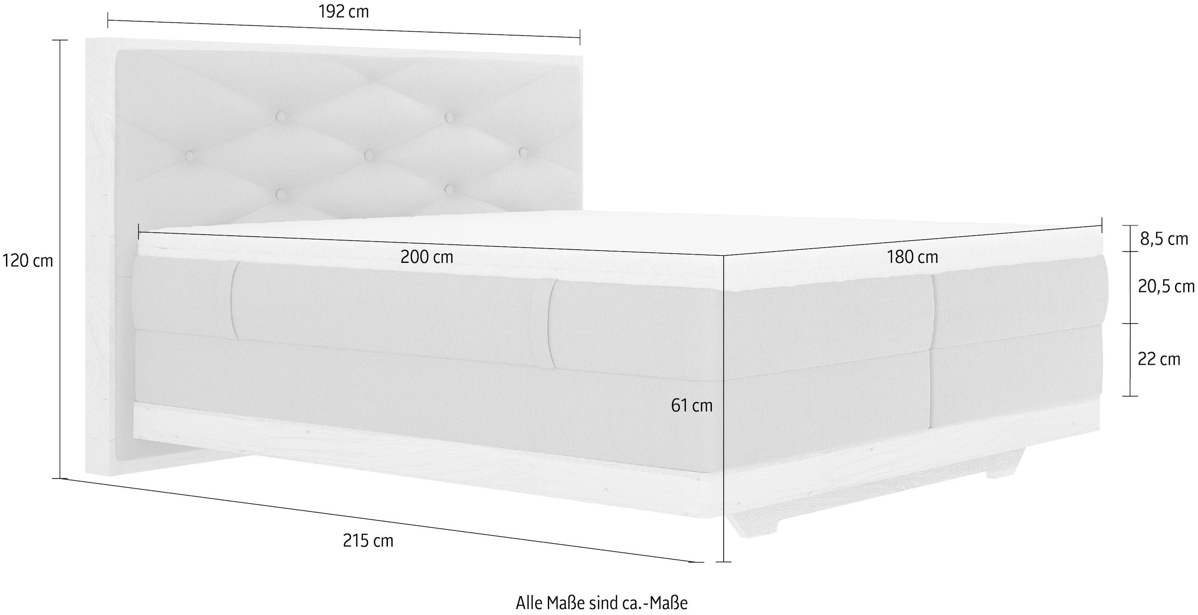 8. Bild von Home affaire Boxspringbett »Lorden«, aus massiver Eiche, mit Wendematratze und inkl. Topper