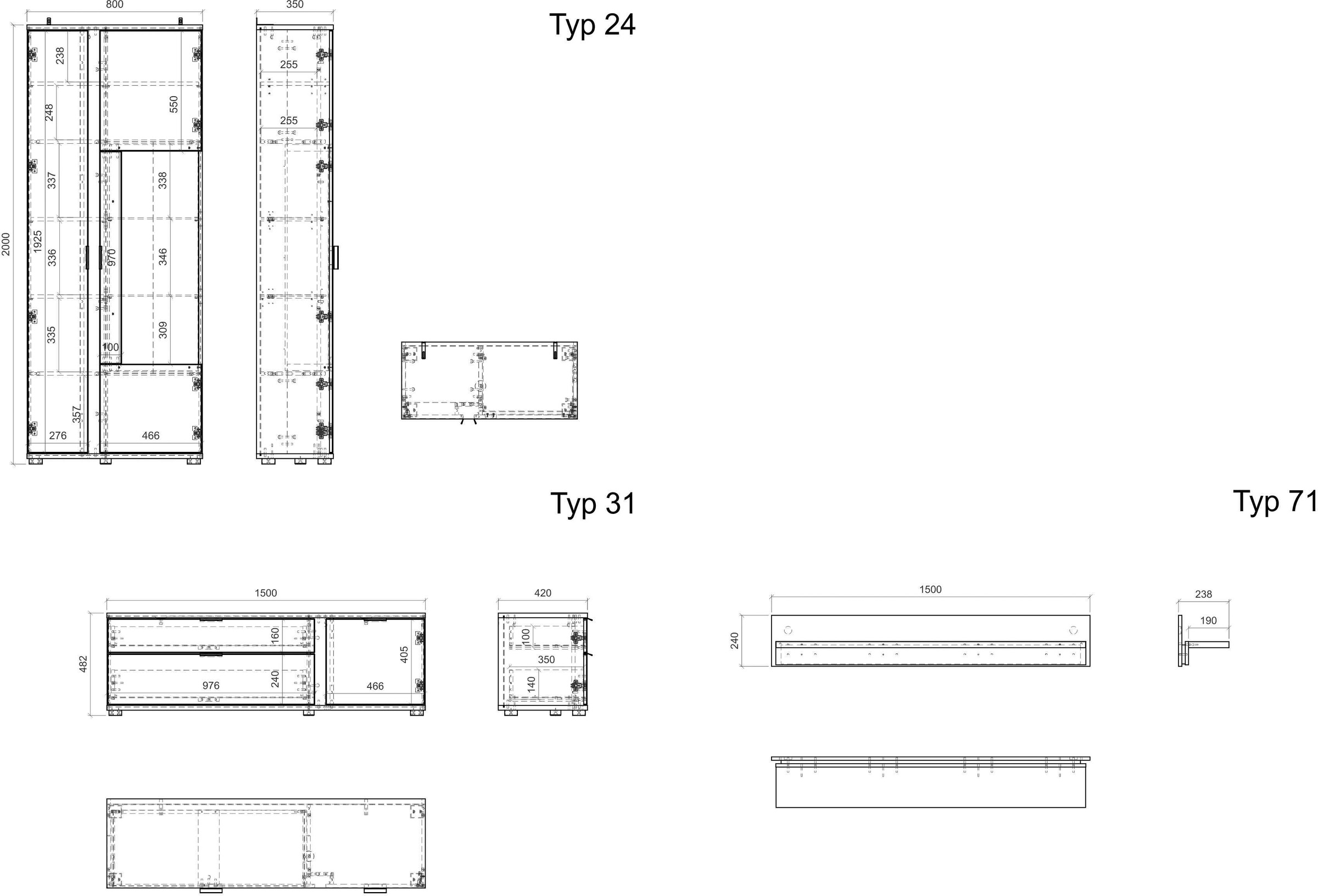 INOSIGN Wohnwand »LONG ISLAND«, (Set, 3 St.), in moderner Trendfarbe,inklusive senkrechter Beleuchtung,Breite 240 cm