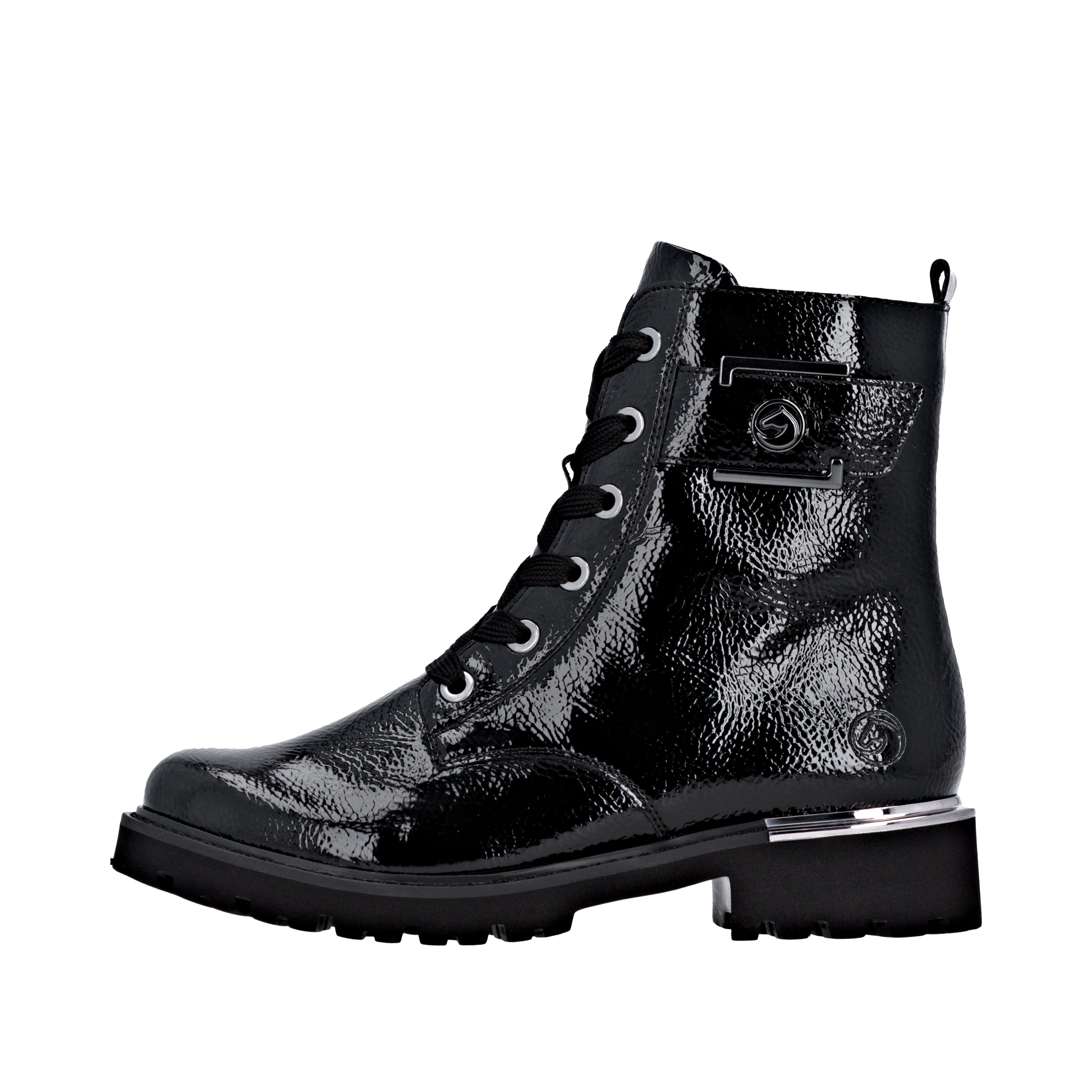 Remonte Schnürstiefelette, Blockabsatz, Schnürboots im Kroko-Look, Innenreißverschluss