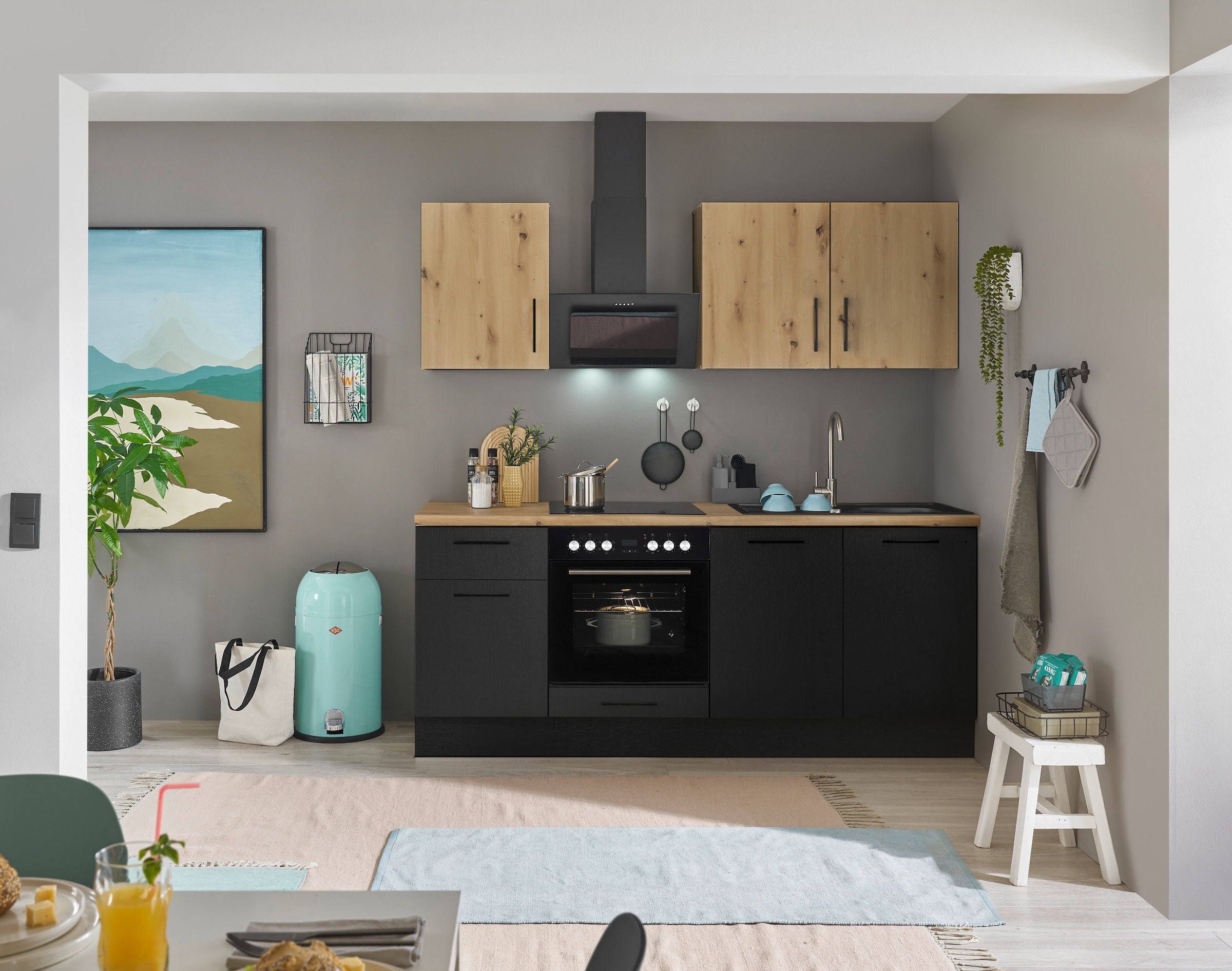 BASIC by Balculina Küchenzeile »Turin«, Breite 210 cm, wahlweise mit E-Geräten