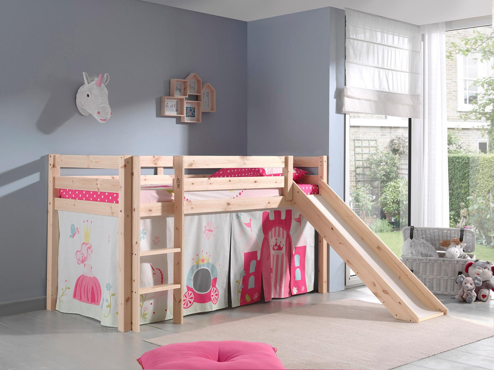 Vipack Hochbett "Pino, Spielbett massiv Kiefer, stabil gebaut, 3 Korpusfarb günstig online kaufen