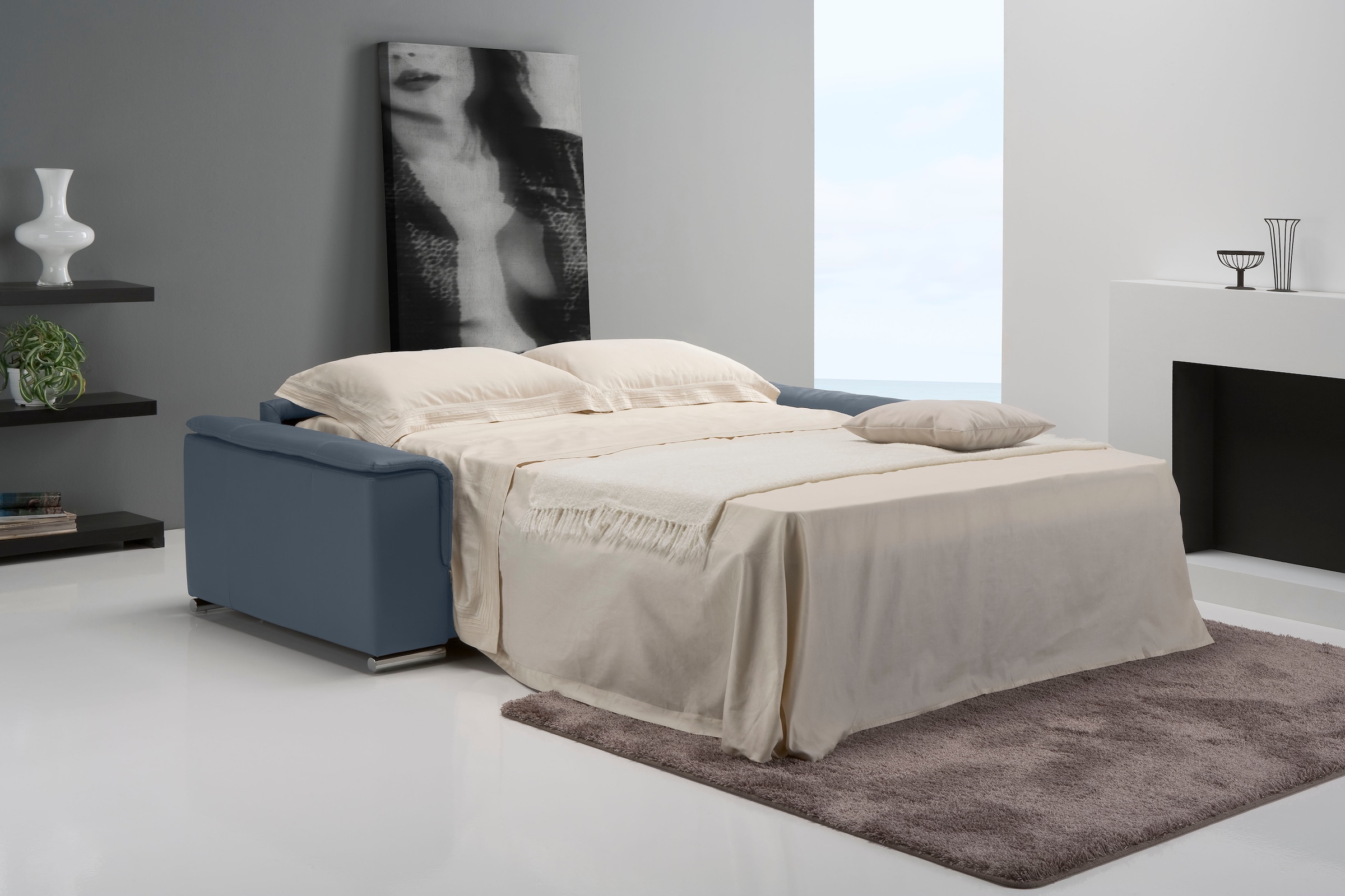 Egoitaliano Schlafsofa »Cecilia, modern & elegant, erstklassiger Sitzkomfort, Dauerschläfer«, inkl. Matratze und hochwertigem Metallbettrahmen, toller Schlafkomfort