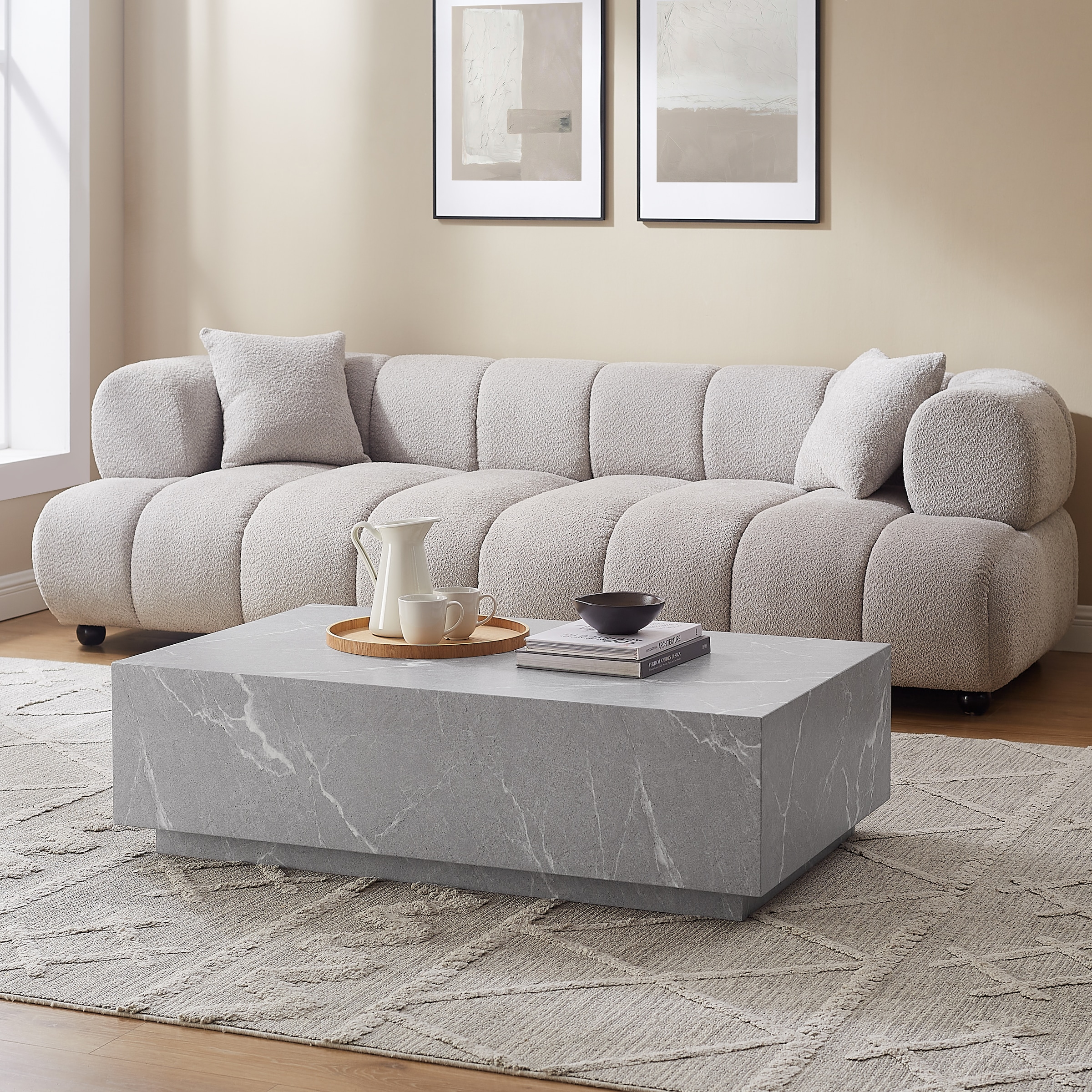 SalesFever Couchtisch, rechteckig 120x75 cm, in Marmoroptik foliert günstig online kaufen