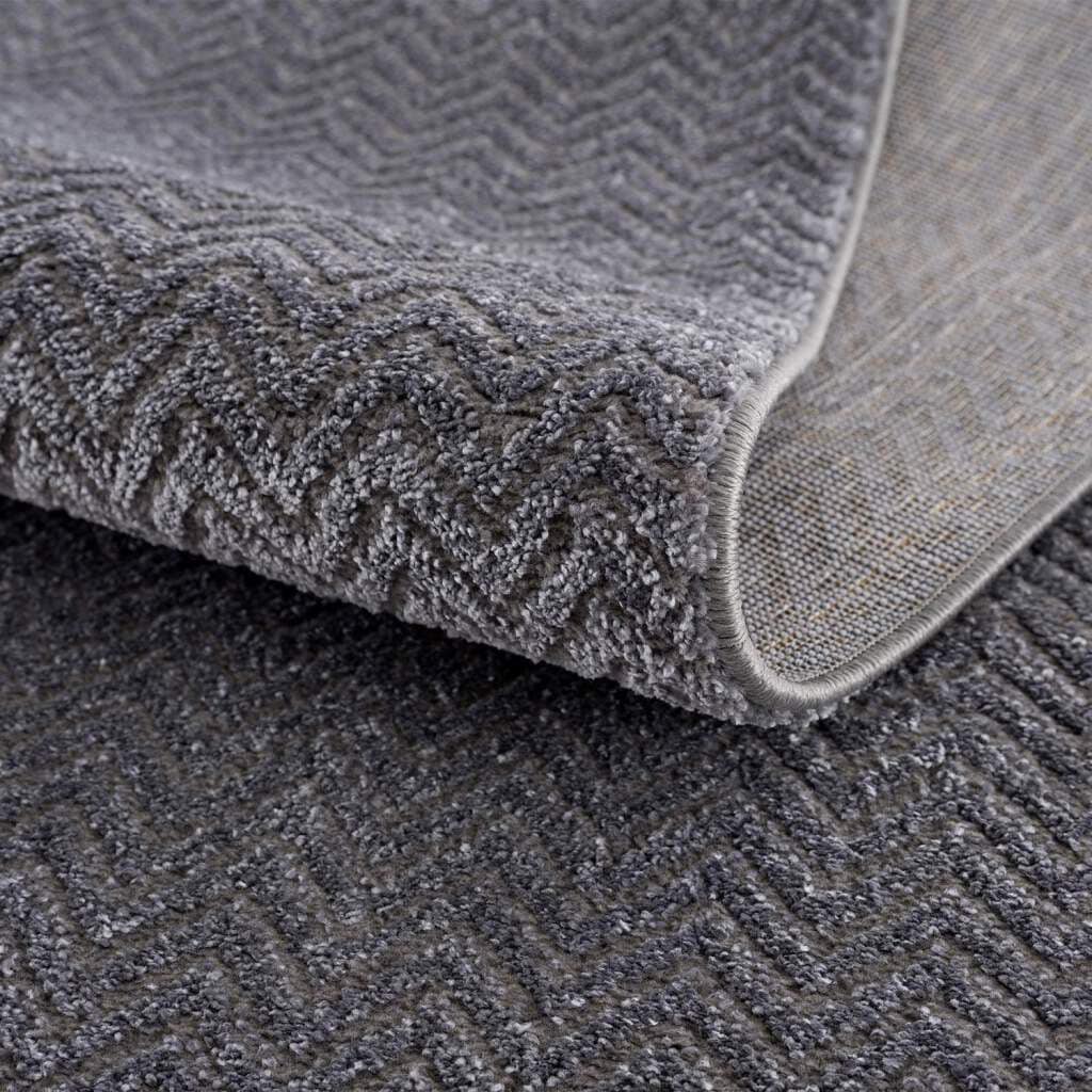 Carpet City Teppich »Friseé-Teppich FANCY805«, rechteckig, 12 mm Höhe, Läufer, Kurzflor, Einfarbig, 3D-Optik, Zickzack Look, Wohnzimmer