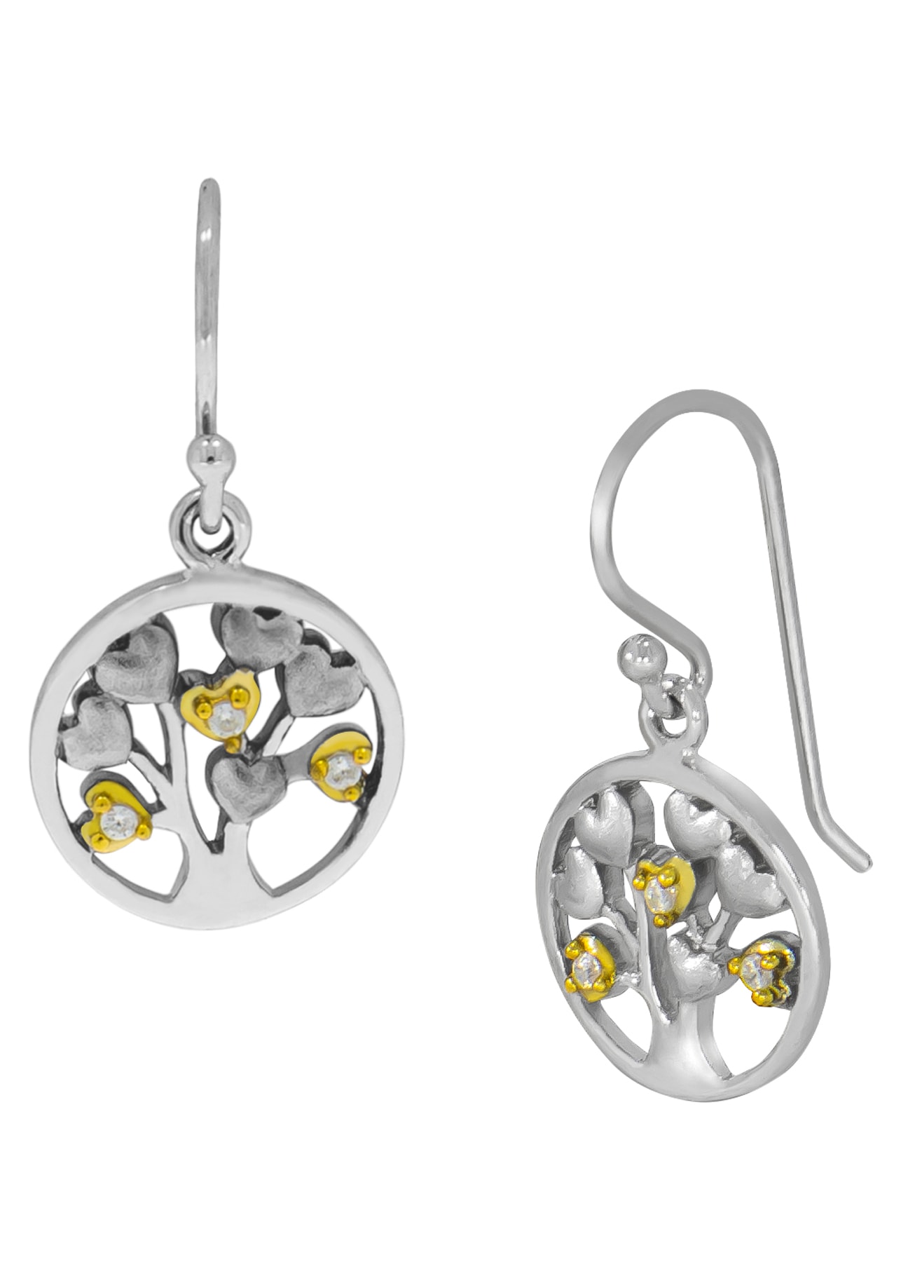 Firetti Paar Ohrhänger »Schmuck Geschenk Silber 925 Ohrschmuck Ohrhaken Herz Lebensbaum« mit Zirkonia (synth.)