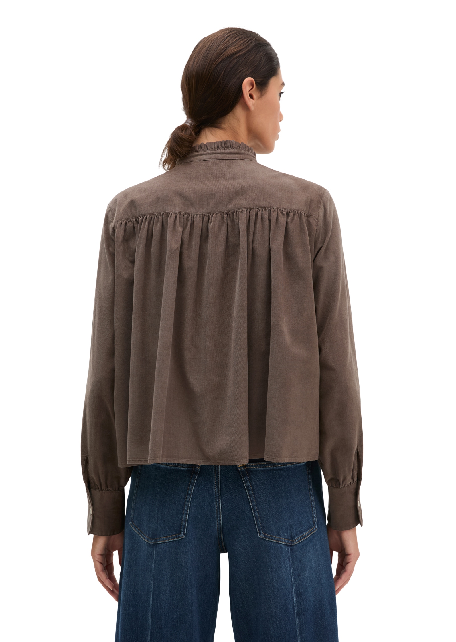 Marc O'Polo Rüschenbluse in Cord-Qualität, mit Bio-Baumwolle