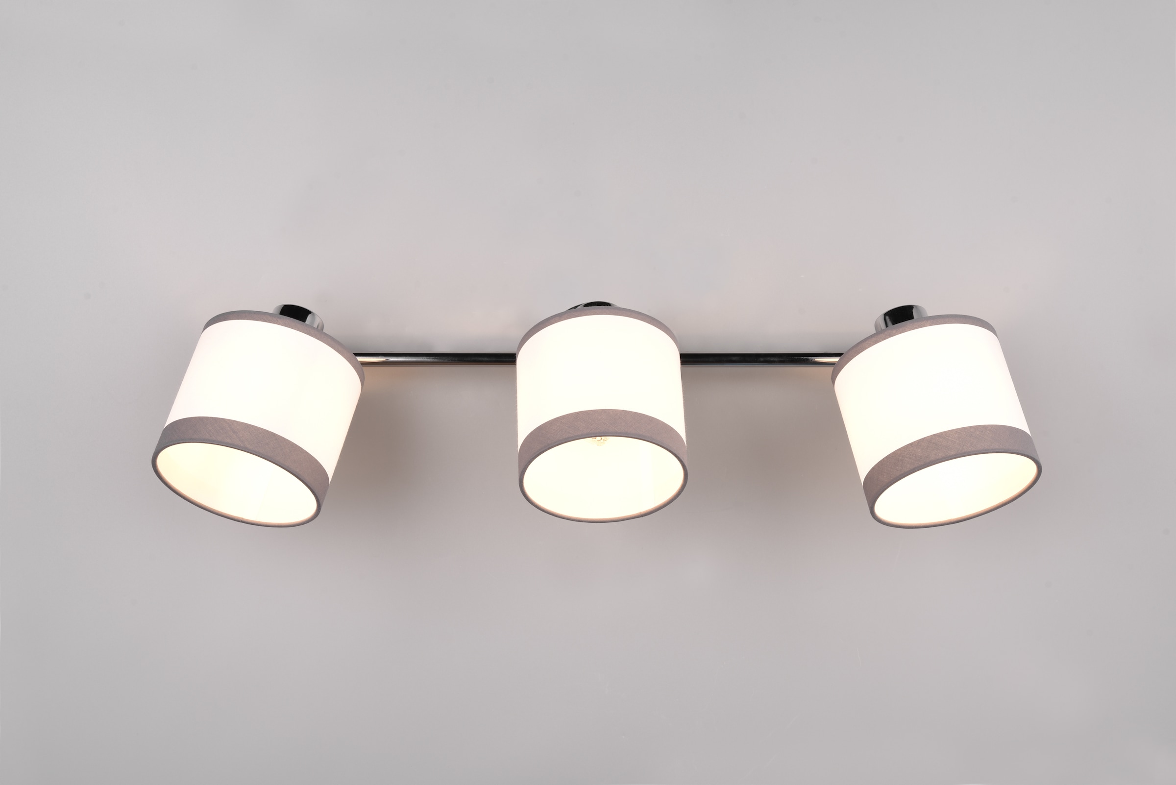 REALITY Leuchten Deckenstrahler »DAVOS, Deckenspot 3-flammig exkl 3xE14 max 10 W Stoffschirm zweifarbig«, 3 flammig, Leuchtmittel E14 | Leuchtmittel wechselbar, Wandspot Deckenspot schwenkbar Leuchtmittel wechselbar Flur Küche