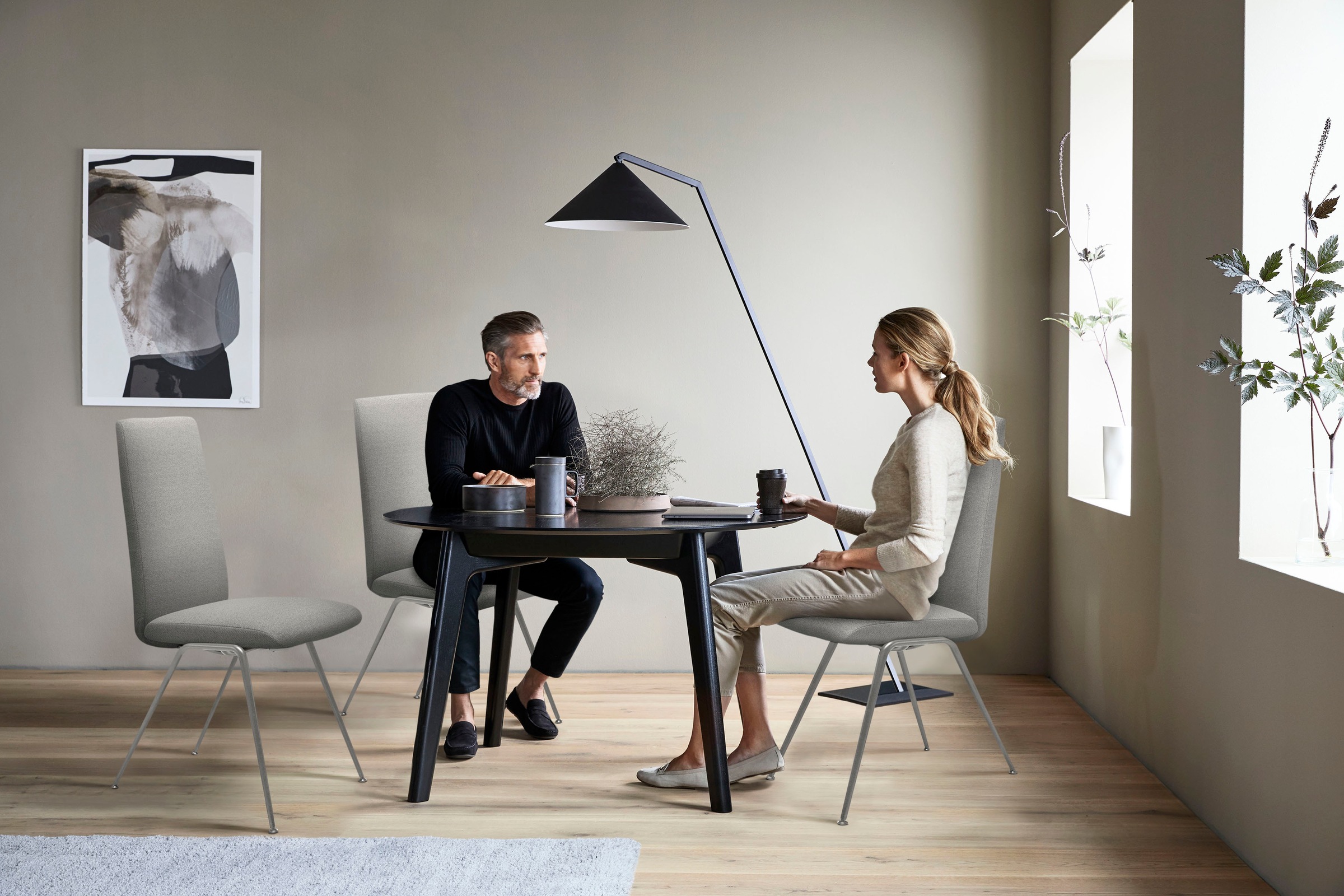 Stressless® Polsterstuhl »Laurel«, ROHLEDER Stoff Q2 FARON, High Back, Größe M, mit Beinen aus Stahl in Schwarz matt