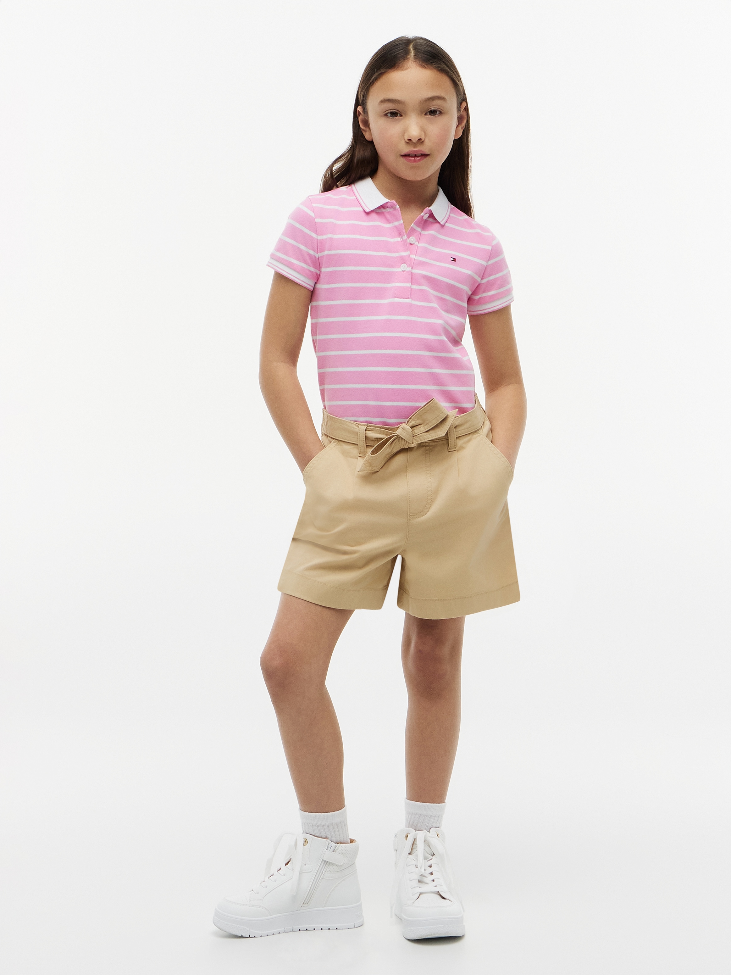 Tommy Hilfiger Poloshirt für Kinder bis 16 Jahre, Polokragen, gewellter Ärmelabschluss