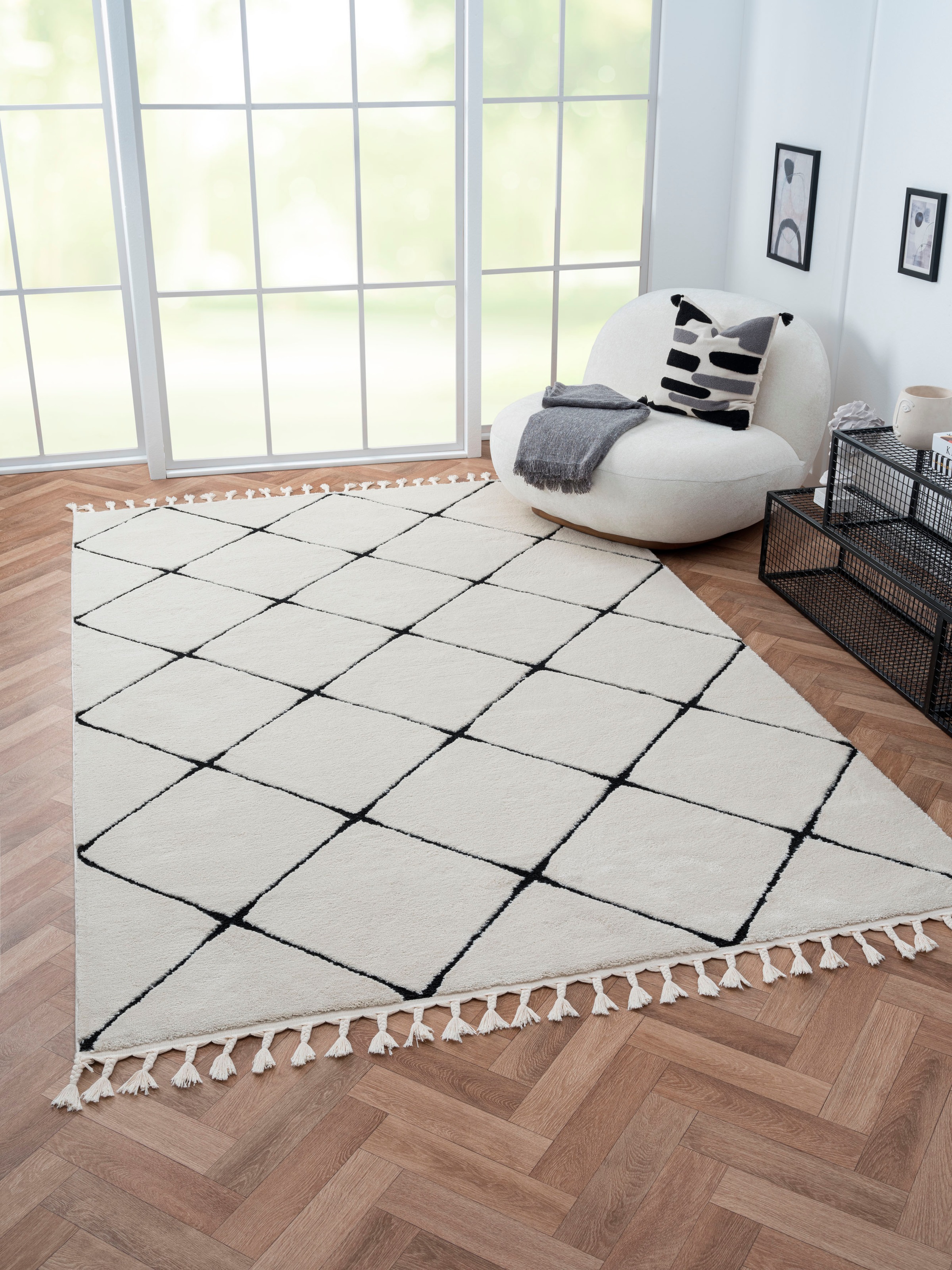 Myflair Möbel & Accessoires Hochflor-Teppich »Moroccan Square«, rechteckig, günstig online kaufen