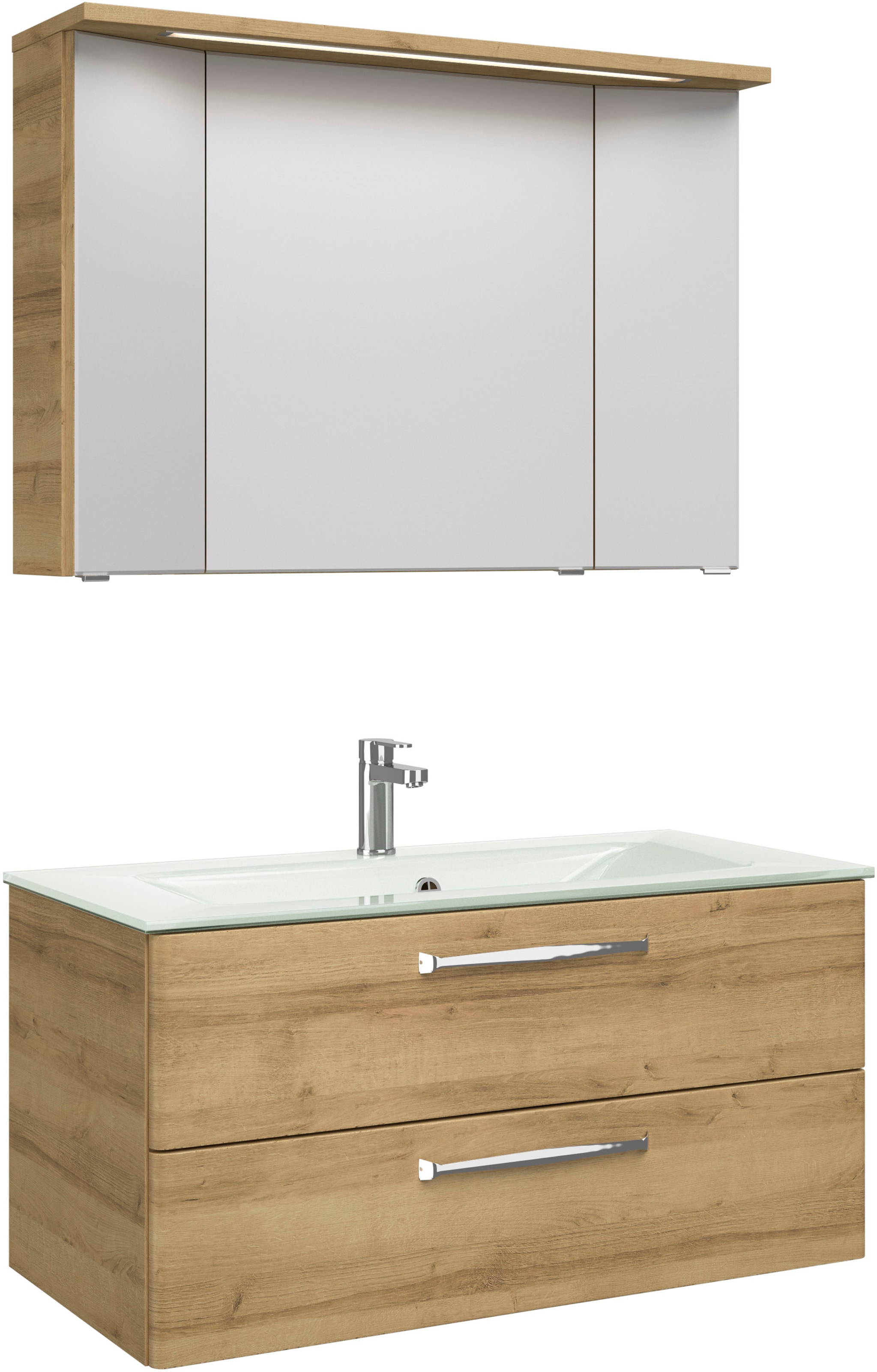 Saphir Badmöbel-Set »Trentino 2-teilig Glas-Waschtisch, Spiegelschrank mit günstig online kaufen