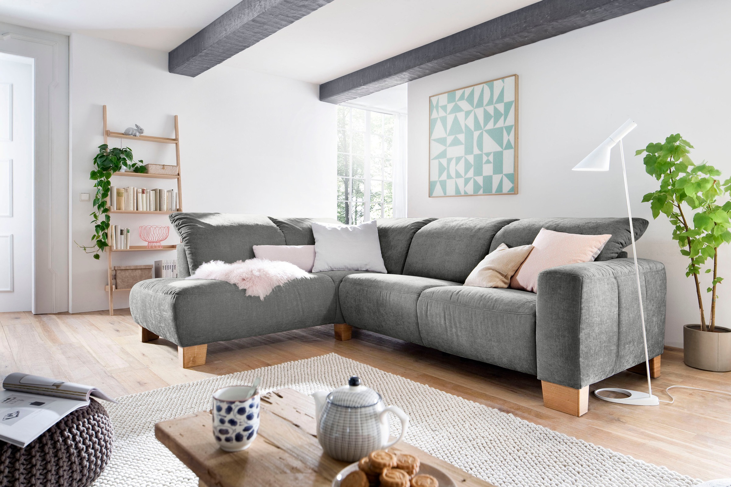 Home affaire Ecksofa »Hörnum bequemes Wohlfühlsofa, Federkern, Breite 281cm günstig online kaufen