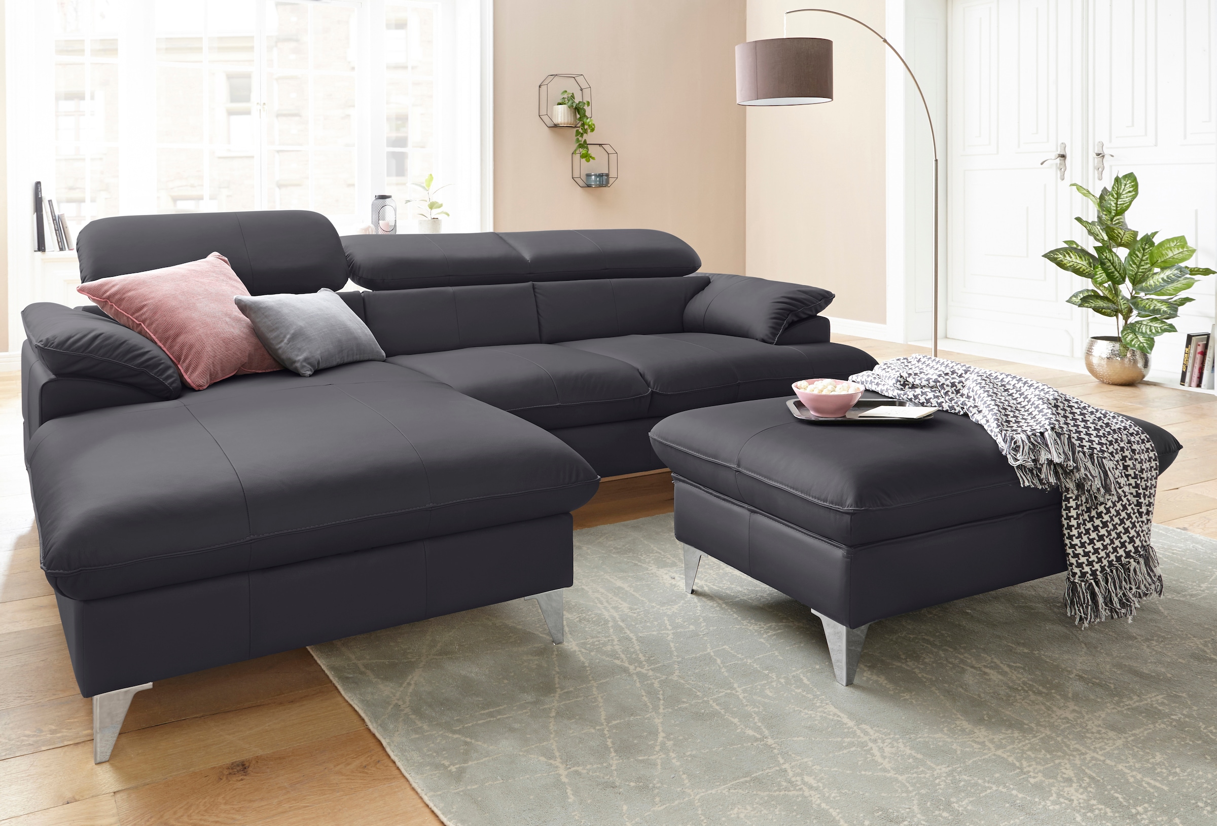 COTTA Ecksofa »Caluso L-Form«, inklusive Kopfteilverstellung, wahlweise mit Bettfunktion