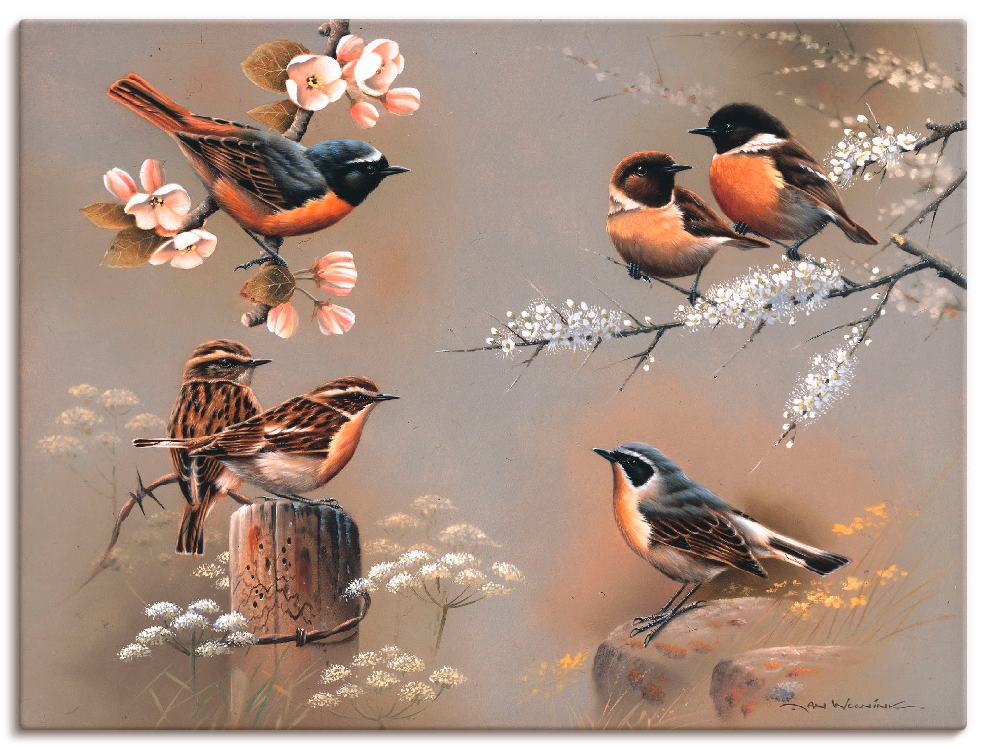 Artland Wandbild »Vogel Komposition« Vögel 1 Stk. tlg. als Leinwandbild, Po günstig online kaufen
