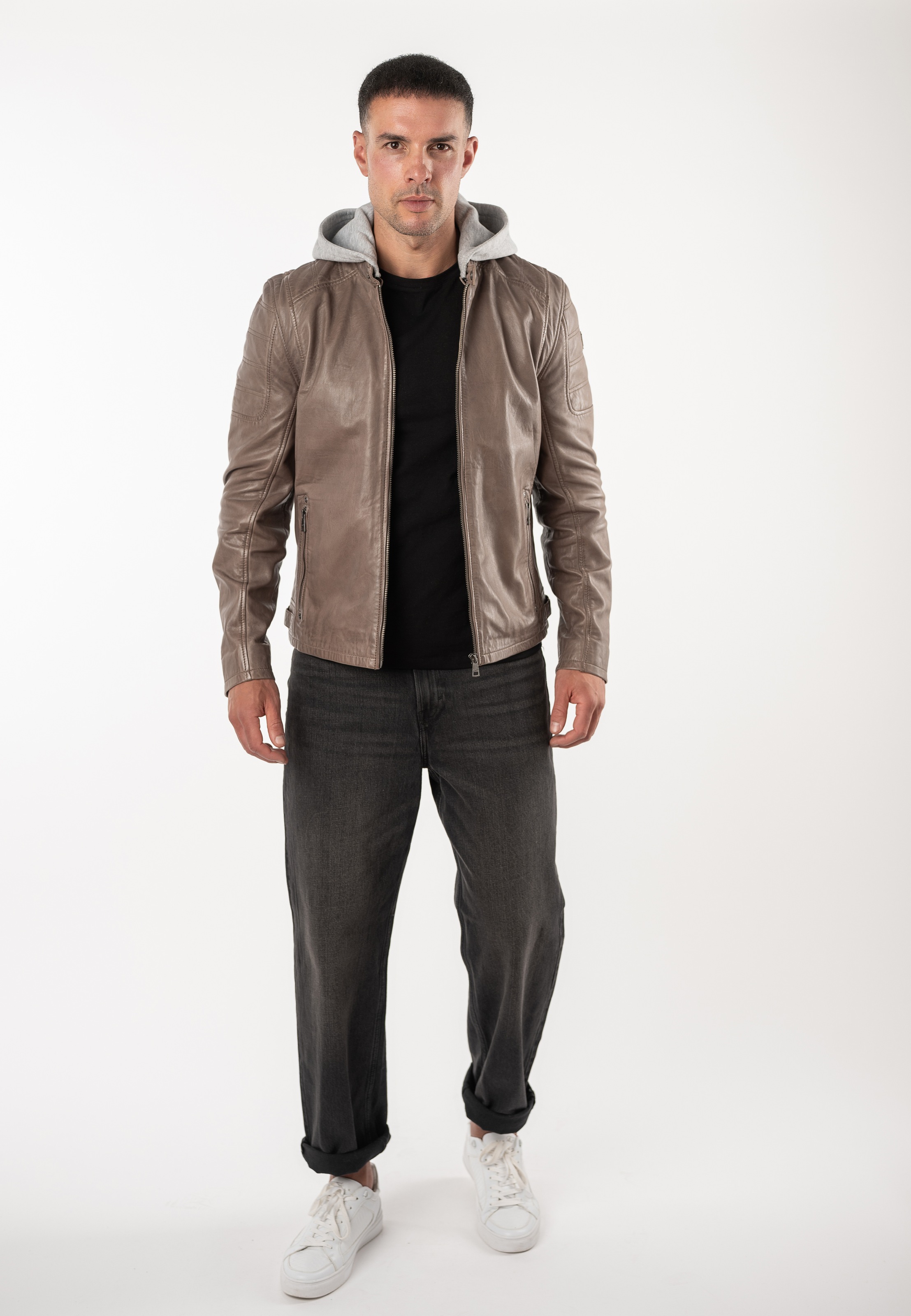 Mauritius Lederjacke »MMRylo« mit Kapuze mit abnehmbarer Jersey-Kapuze